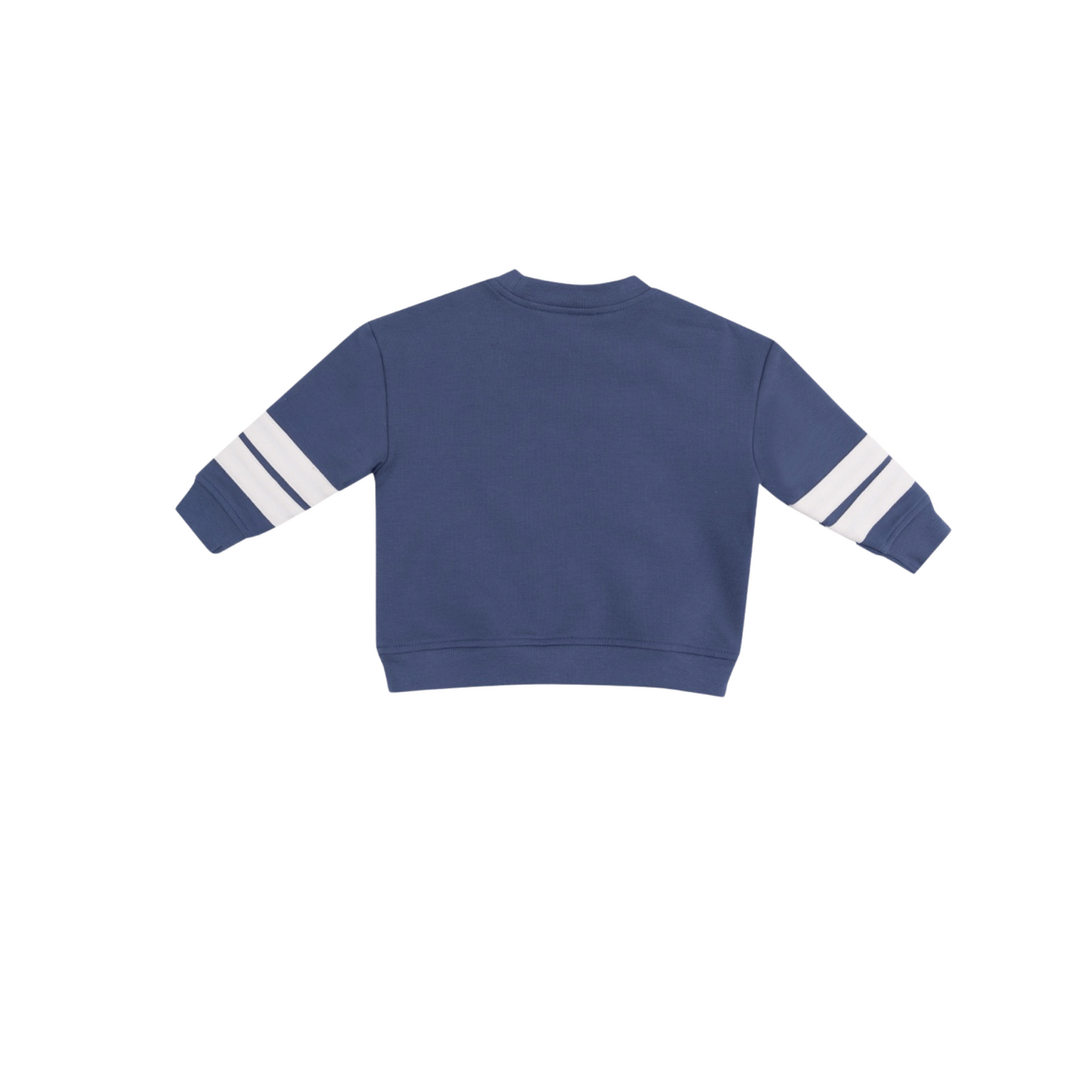 Cozy Drop Sleeve Sweatshirt With Varsity Stripes Blue