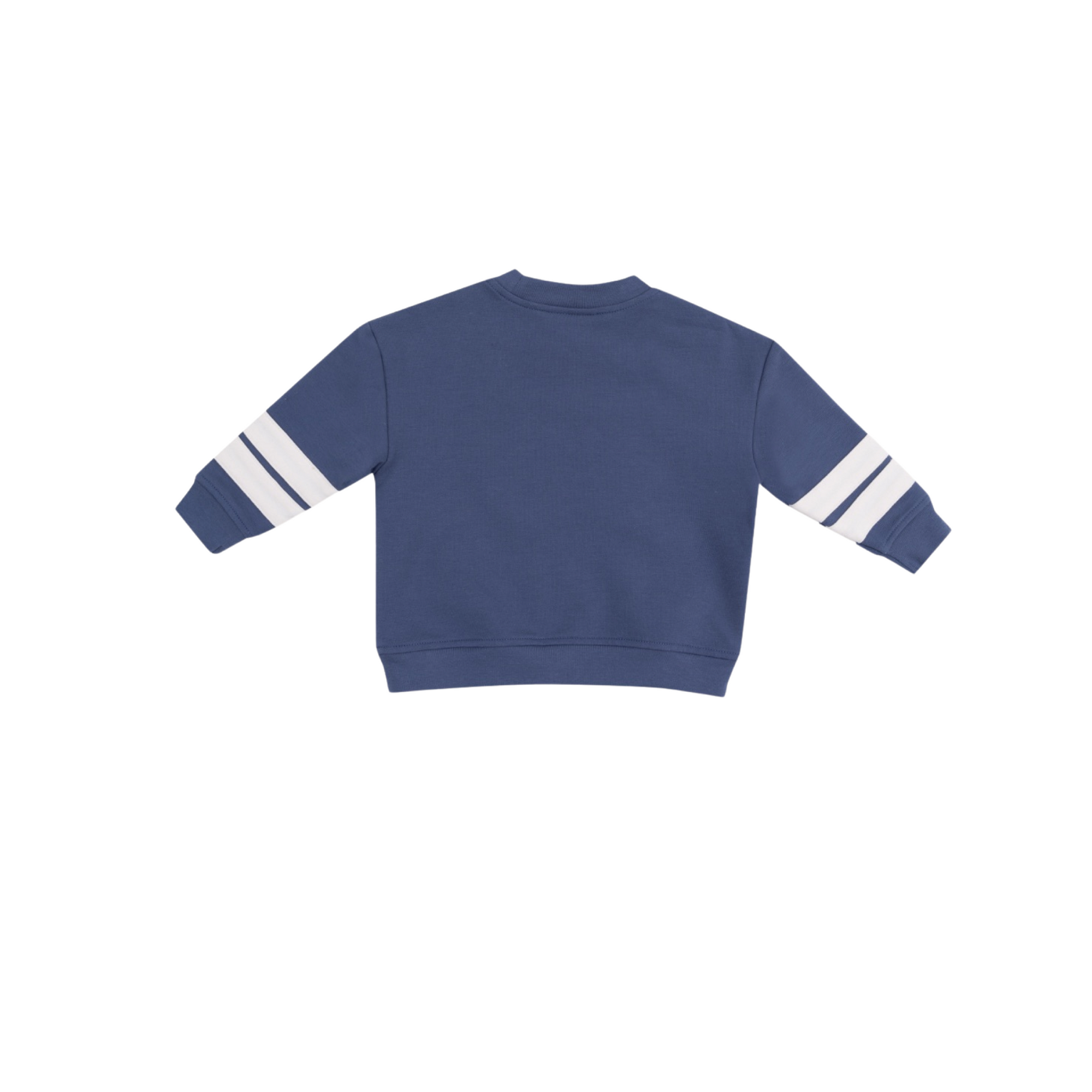 Cozy Drop Sleeve Sweatshirt With Varsity Stripes Blue