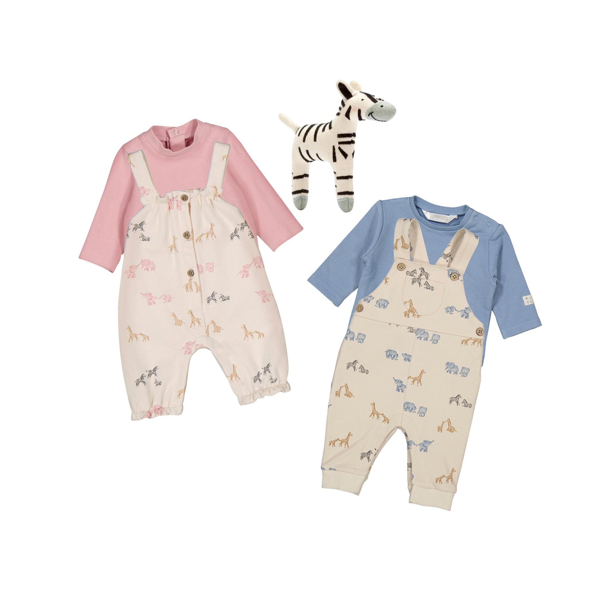 Baby Boy Safari Print Layette Dungaree Set