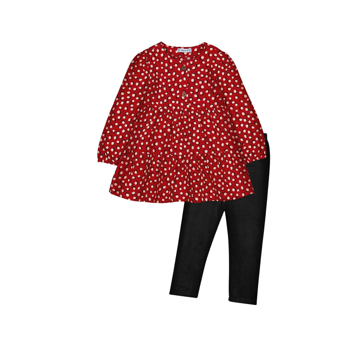 Red with White Dot Print Dress