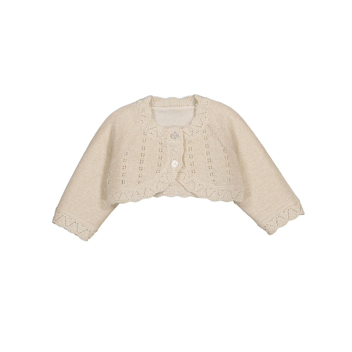 Layette Knit Short Baby Girl Cardigan - Champagne