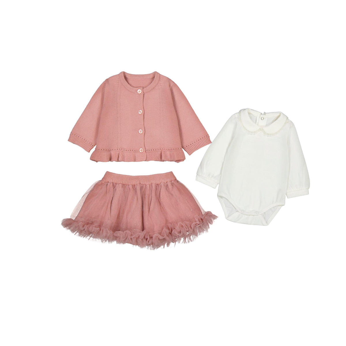 Layette Baby Girl 3-Piece Skirt &amp; Cardigan Gift Set