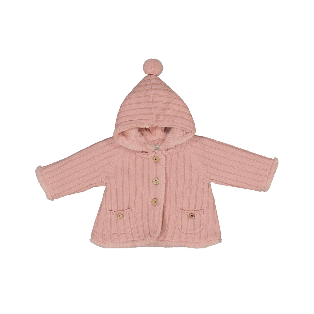 Layette Baby Girl Peach Knit Hooded Jacket