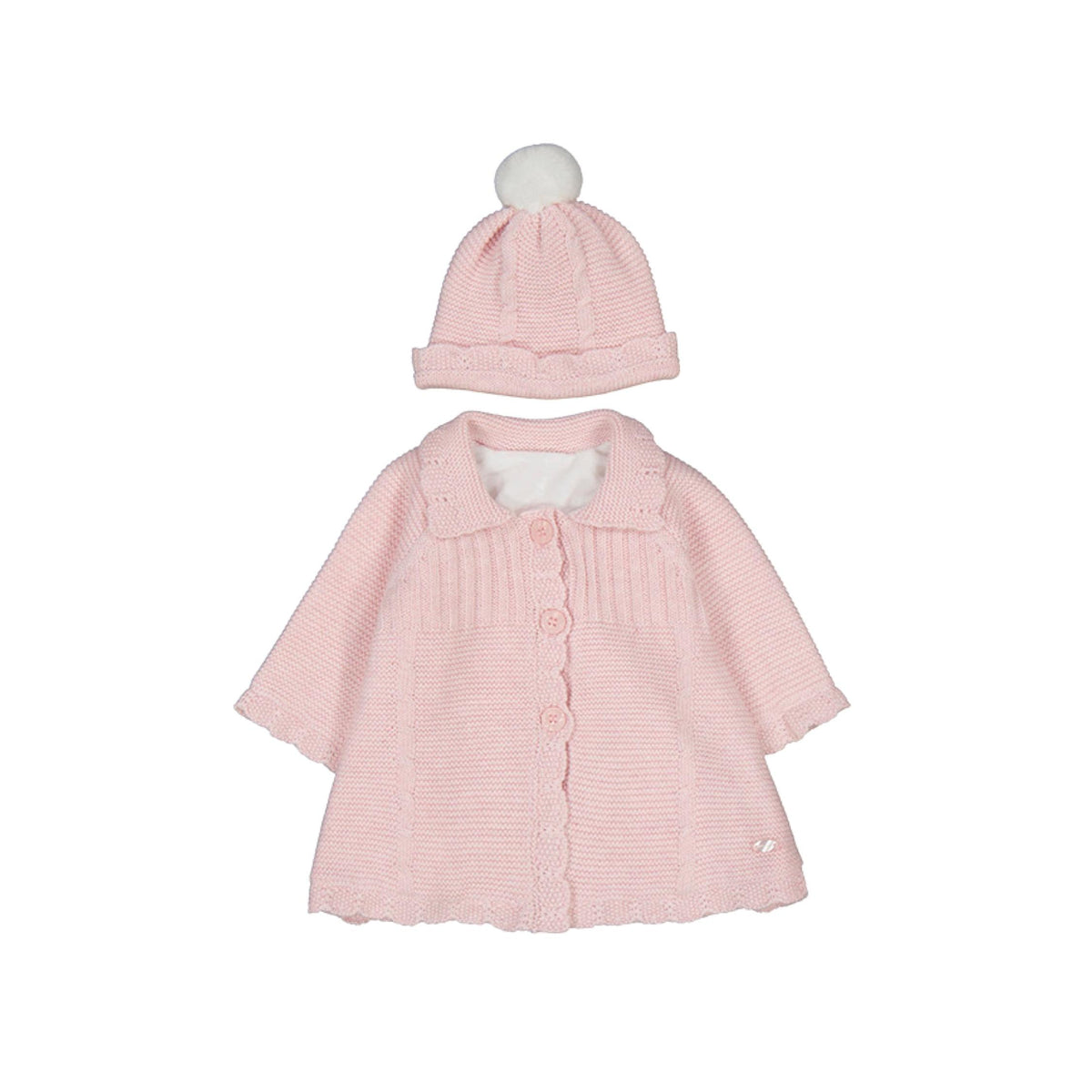 Layette Baby Girl 2-Piece Pink Knit Coat &amp; Hat Set