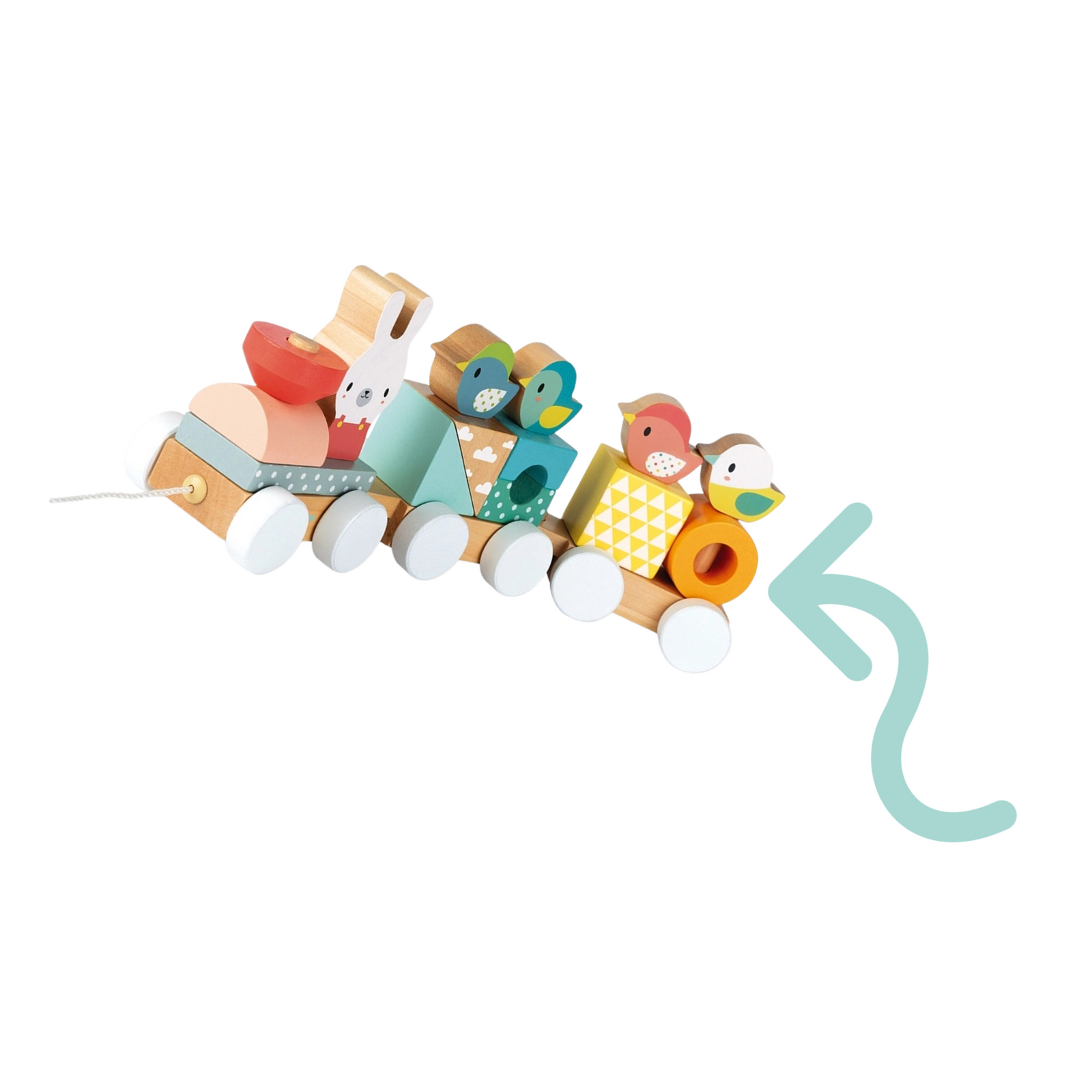 Pull Along Wooden Train Toddler Toy