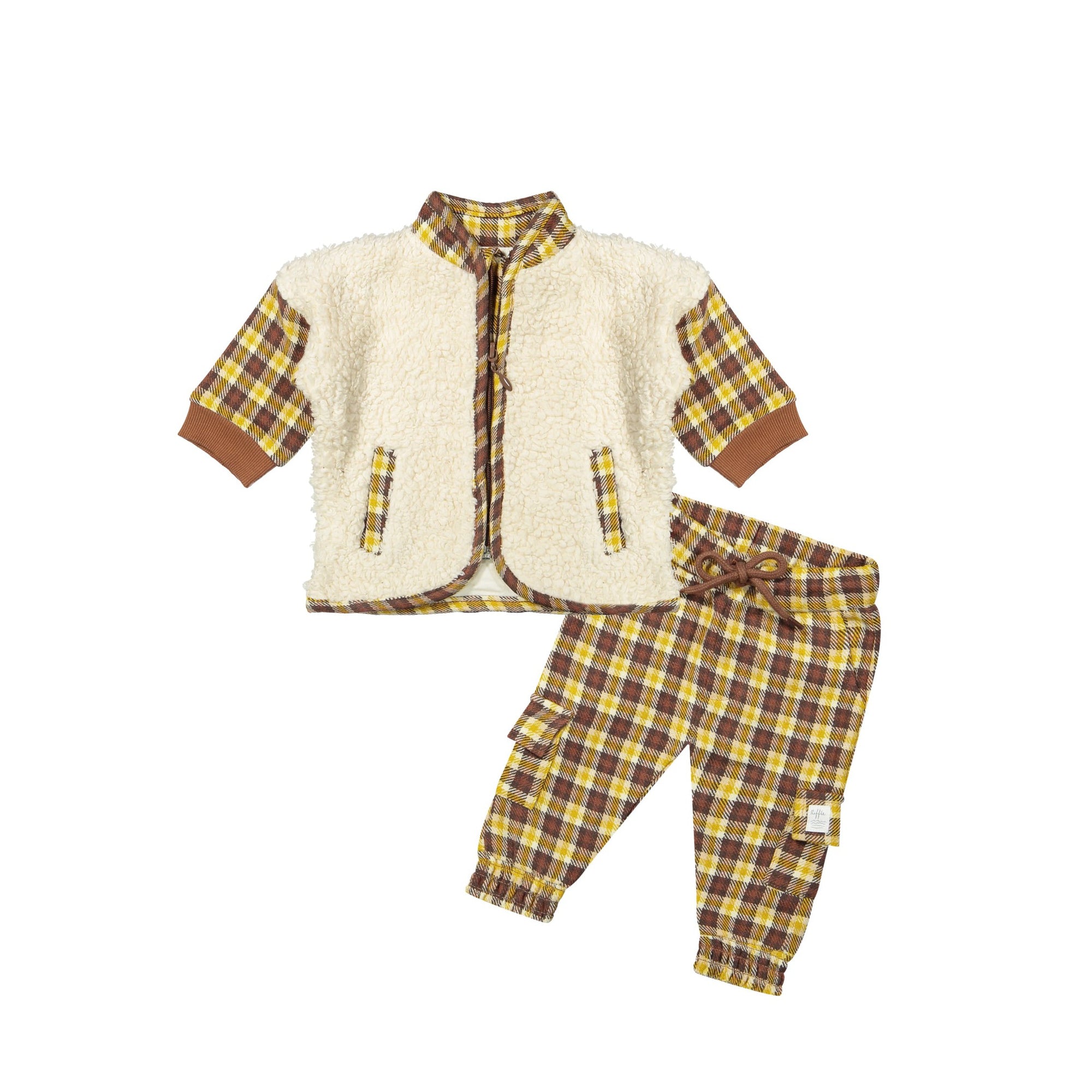 Brown Plaid Cargo Baby Boy Pant