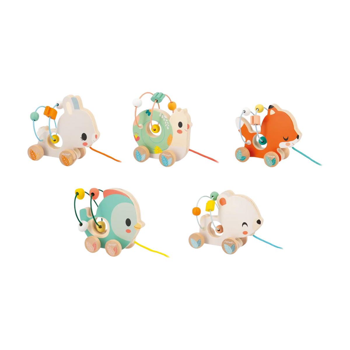 Pull-Along Wooden Animal Bead Maze Toddler Toy