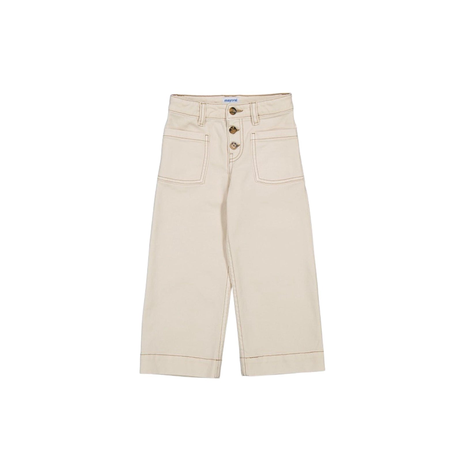 Girls’ Twill Marine Wide Leg Pants-Almond