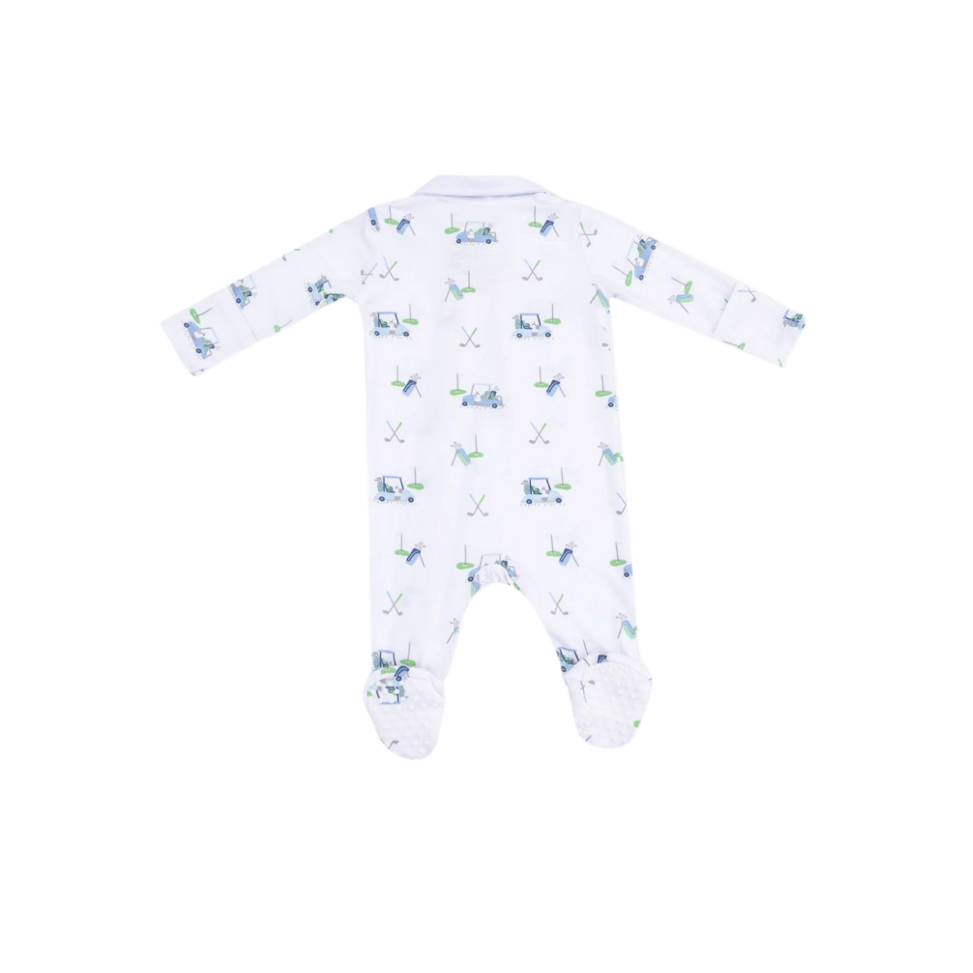 Baby Golf Carts Blue Polo 2 Way Zipper Footie