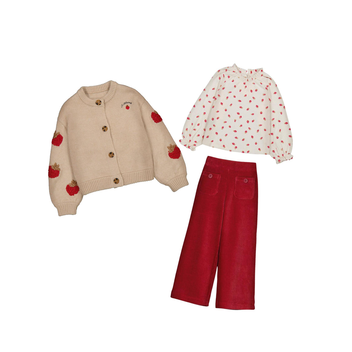 Embroidered Strawberry Knit Cardigan