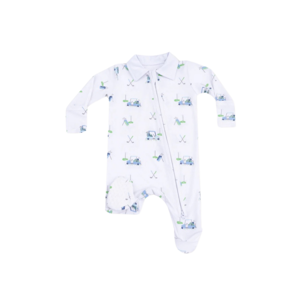 Baby Golf Carts Blue Polo 2 Way Zipper Footie