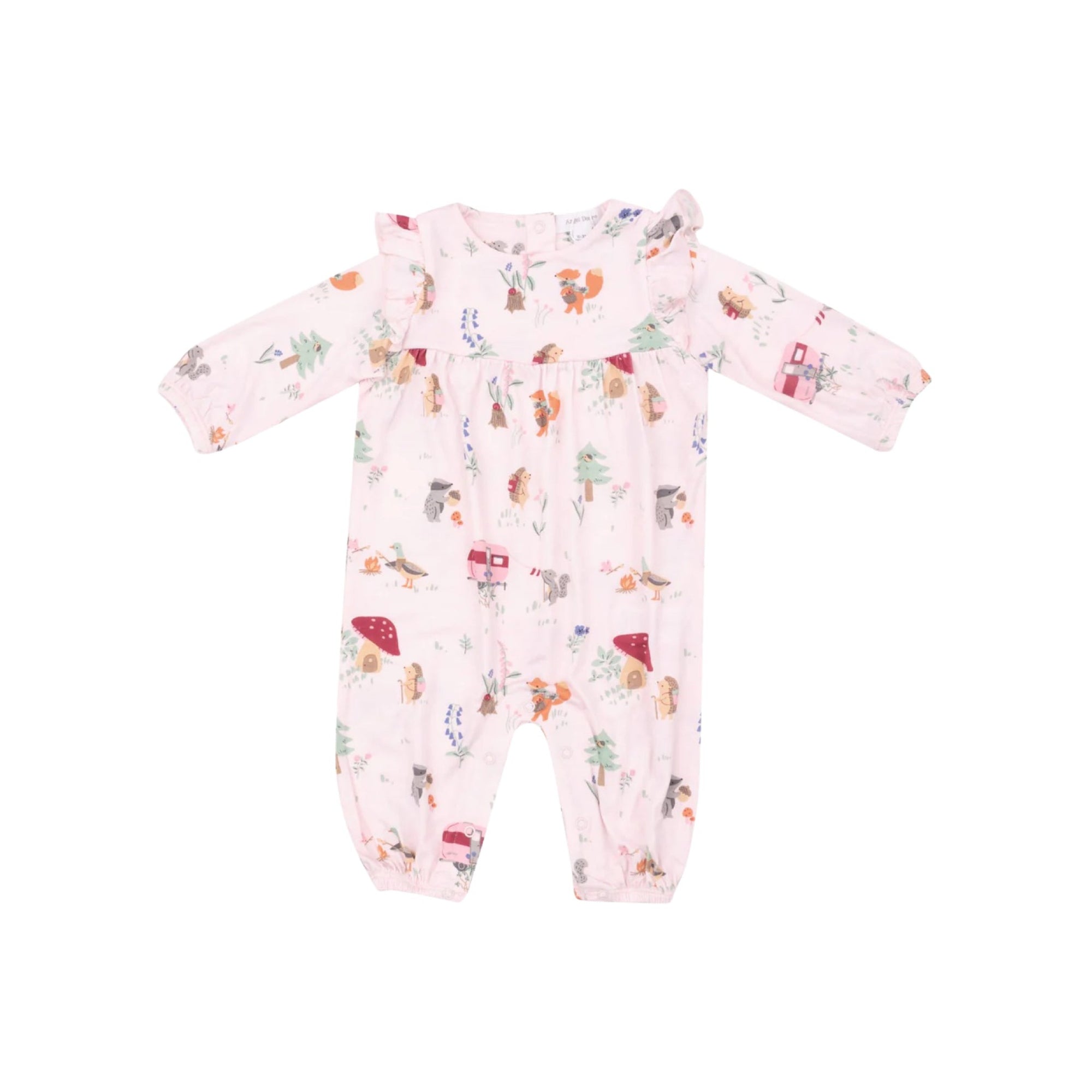 Cute Animal Campers Ruffle Sleeve Romper