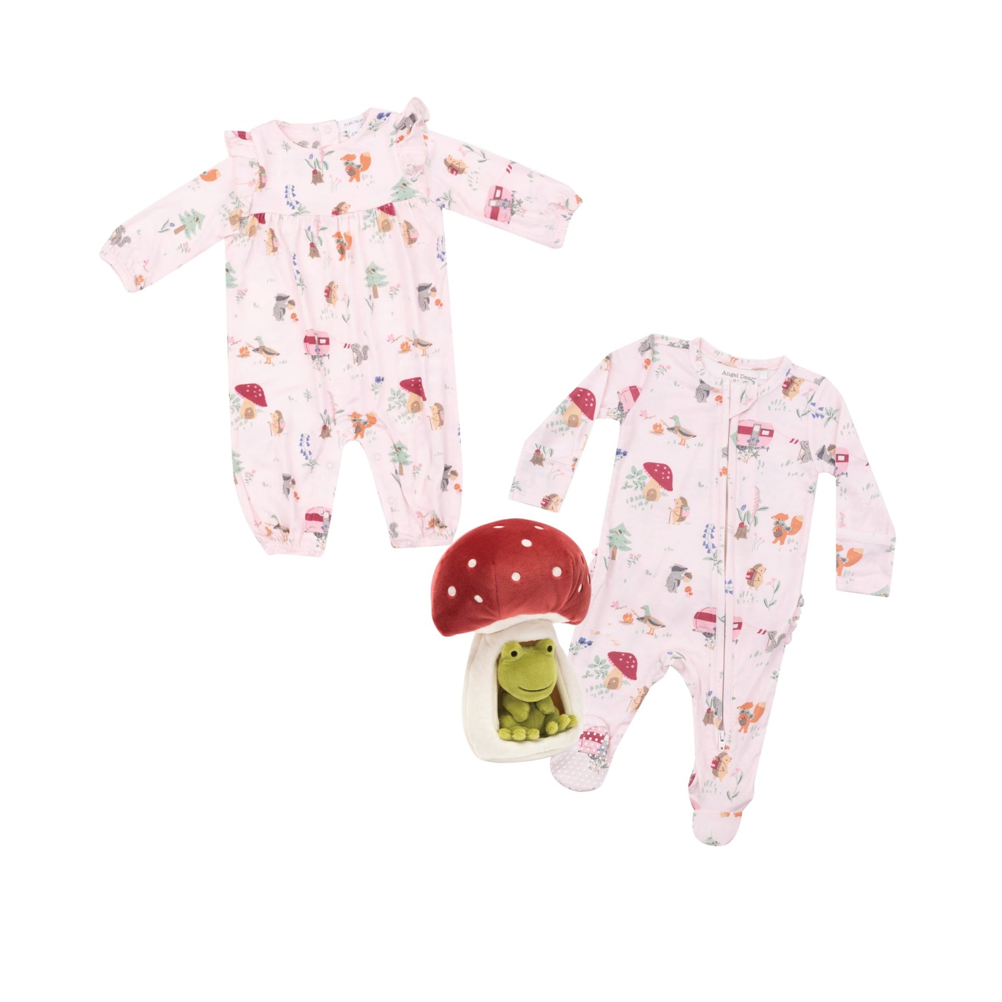 Cute Animal Campers Ruffle 2-Way Zipper Footie