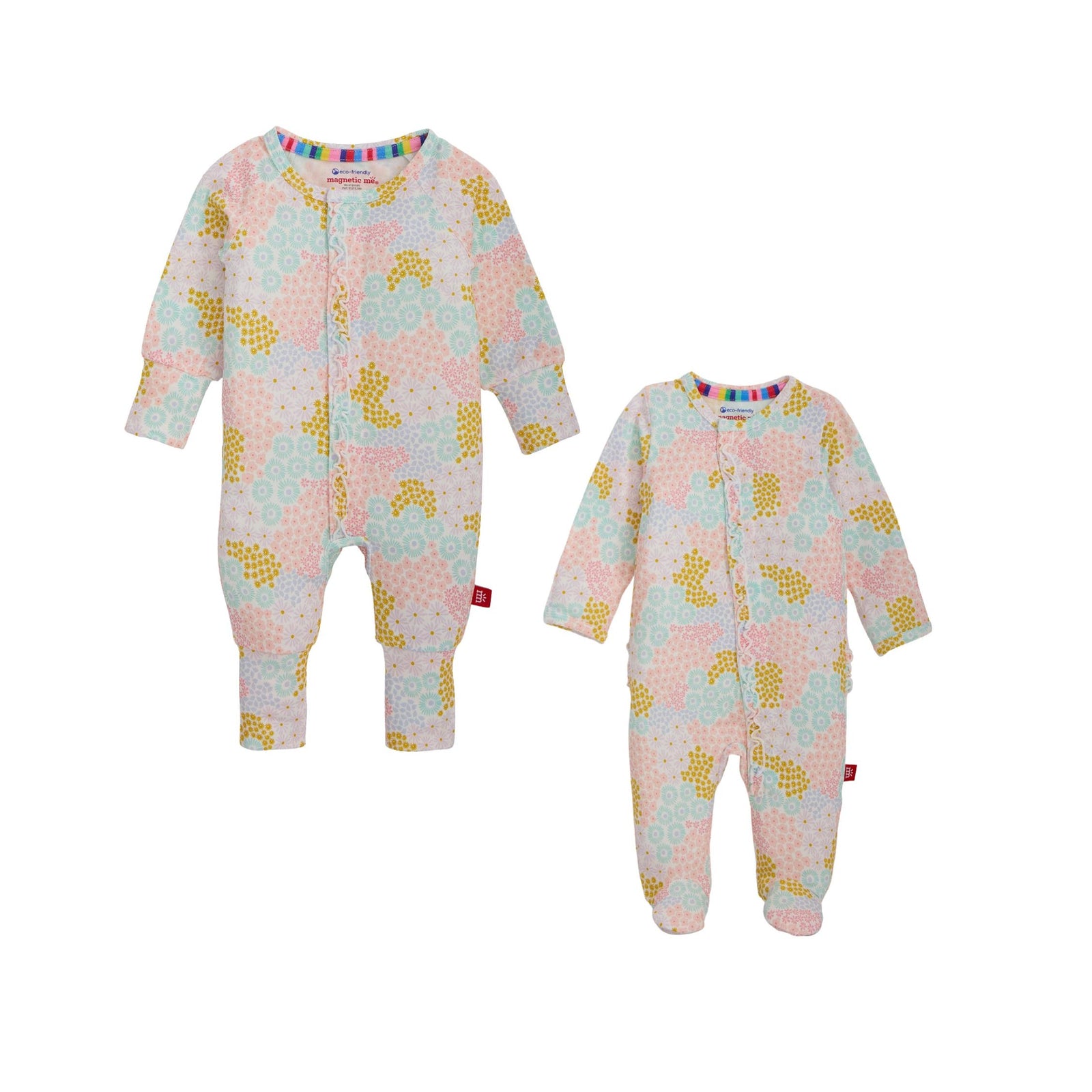 Harper Ruffle Floral Magnetic Closure Footie