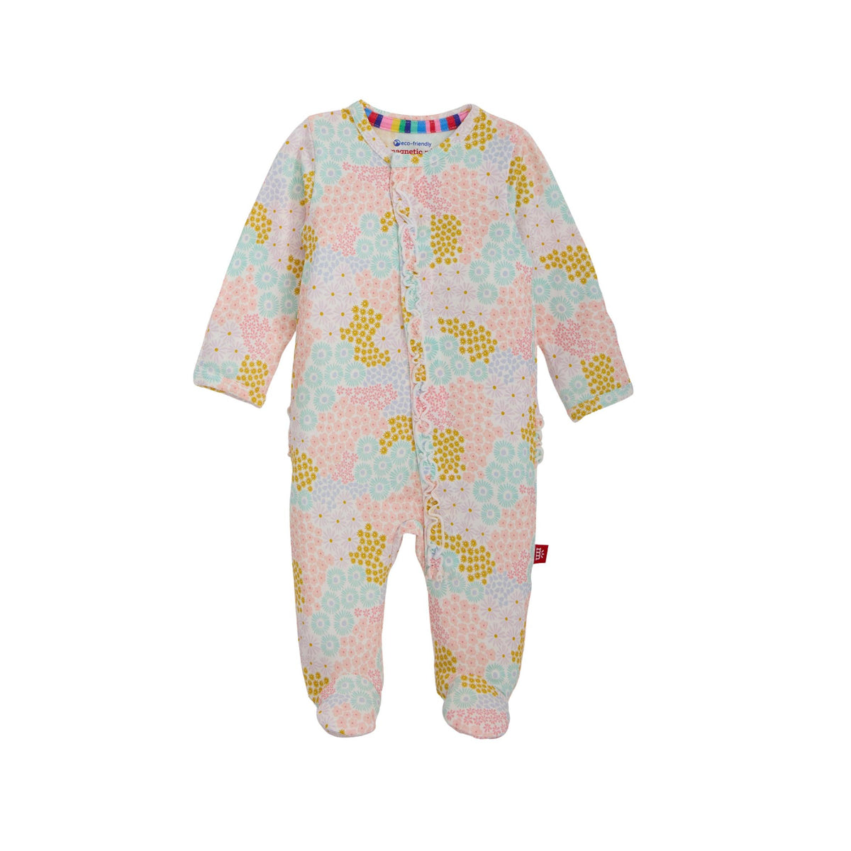 Harper Ruffle Floral Magnetic Closure Footie