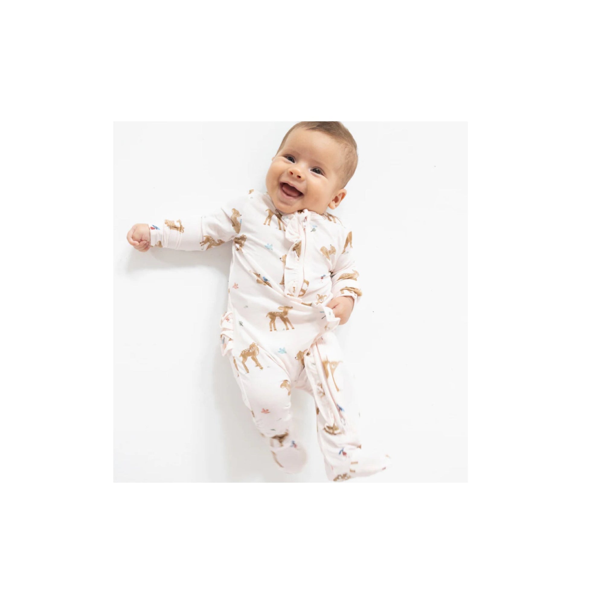 Soft Deer 2-Way Ruffle Zipper Footie