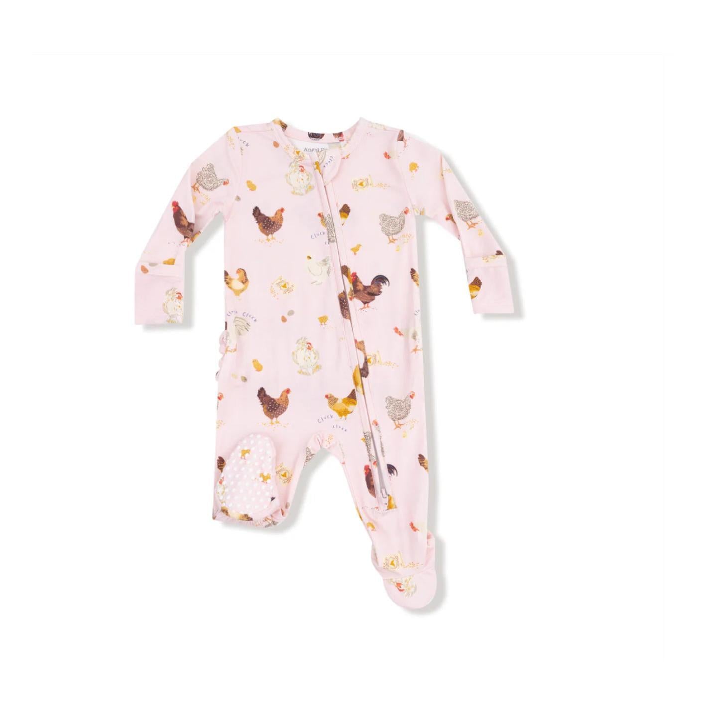 Pink Collector Chickens 2 Way Zipper Ruffle Footie