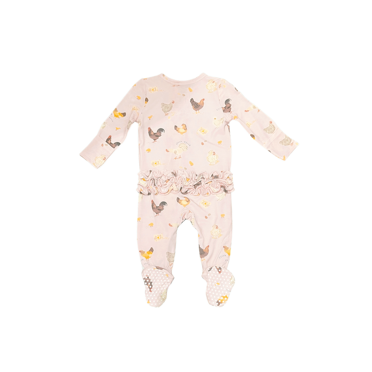 Pink Collector Chickens 2 Way Zipper Ruffle Footie