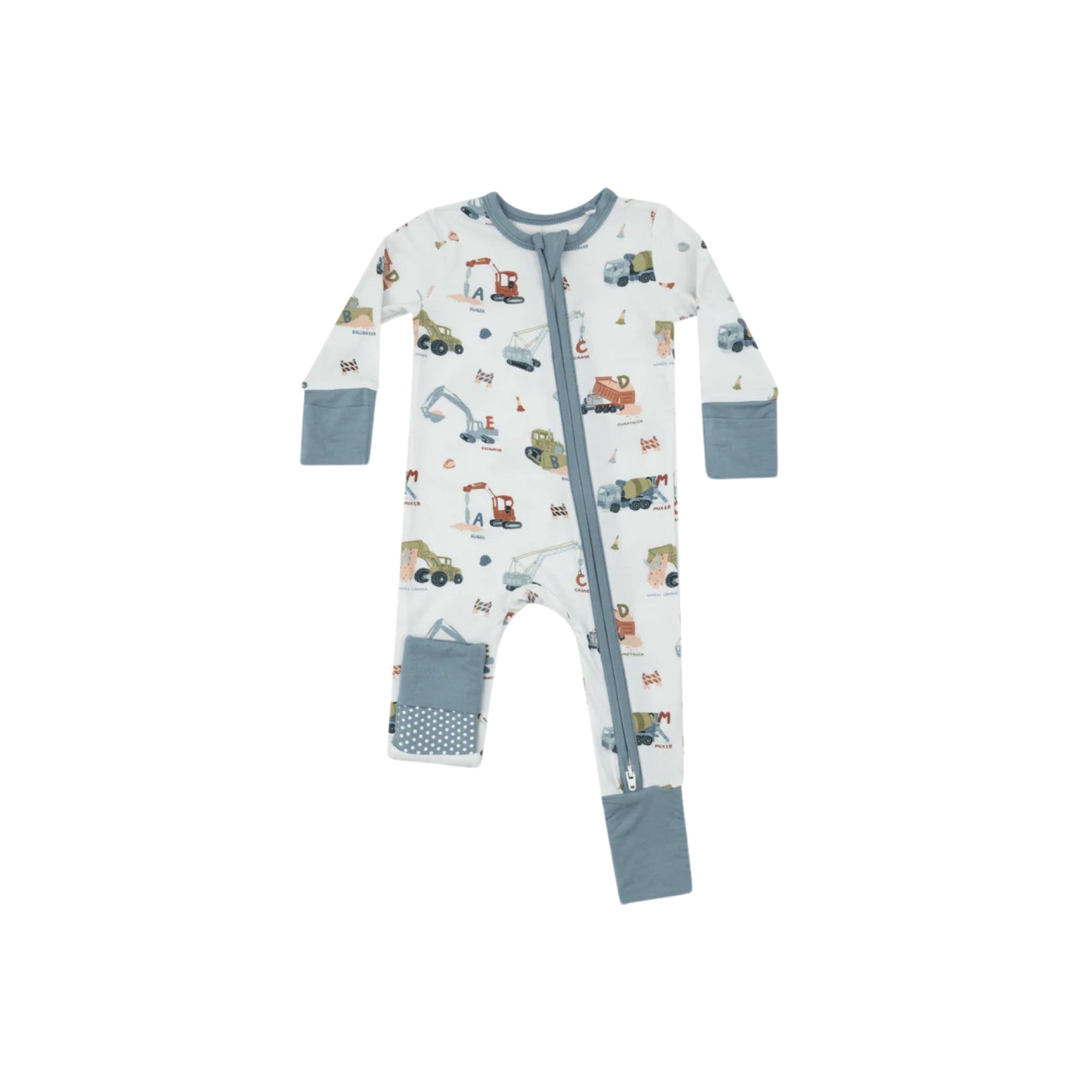 Construction Alphabet 2-Way Zipper Romper