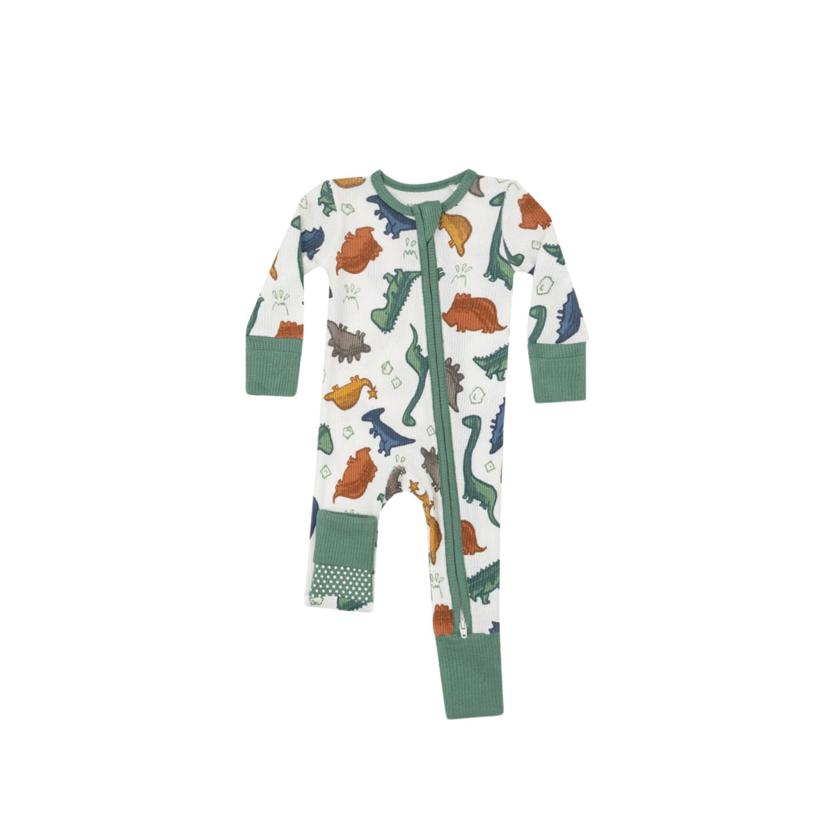 Dino Rocks Thermal Waffle 2-Way Zipper Romper