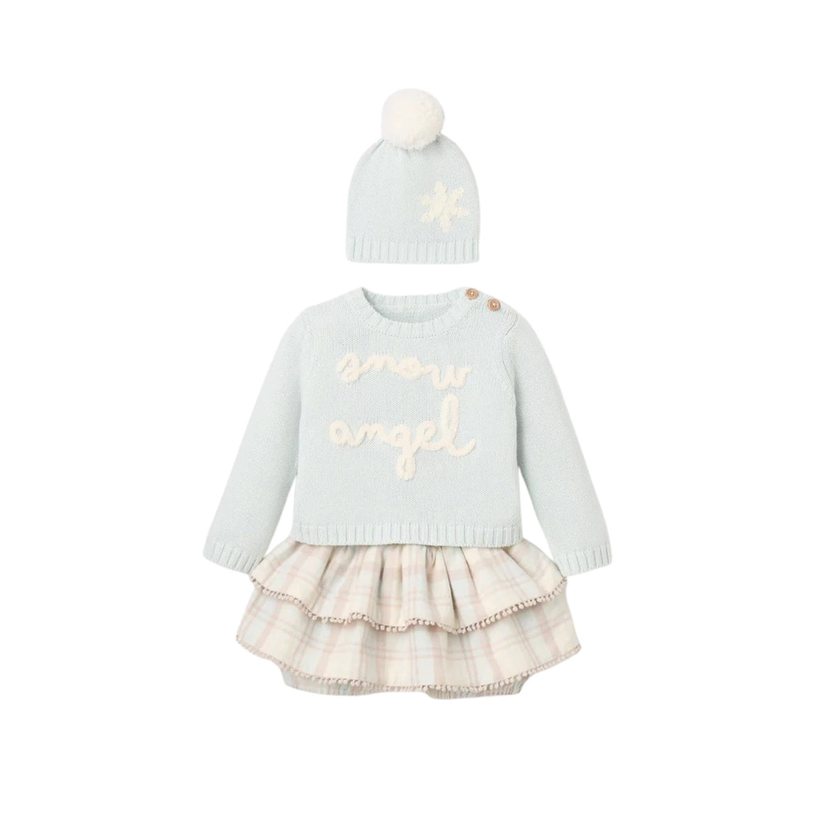 Snow Angel Sweater Skirt Set &amp; Pom Hat