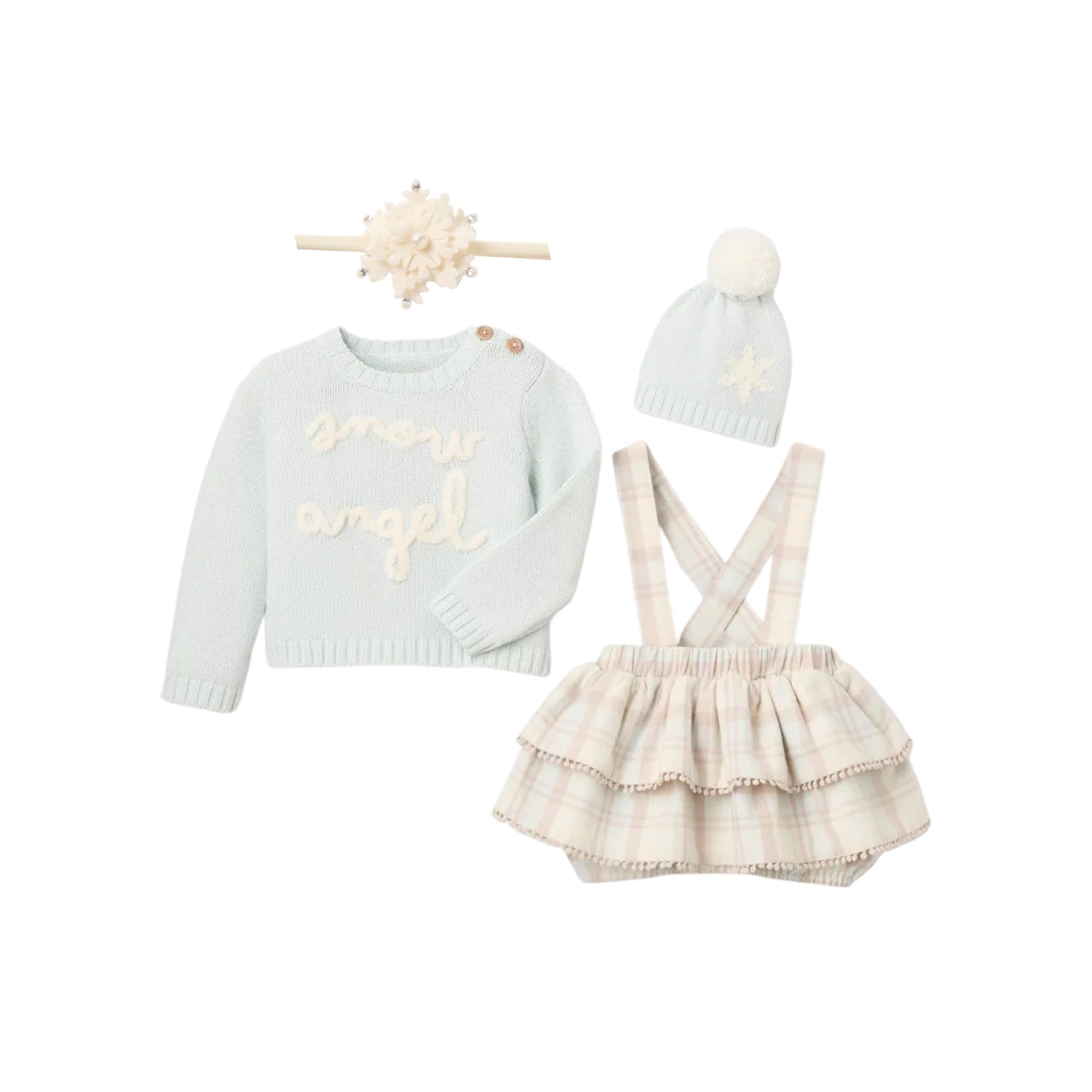 Snow Angel Sweater Skirt Set & Pom Hat