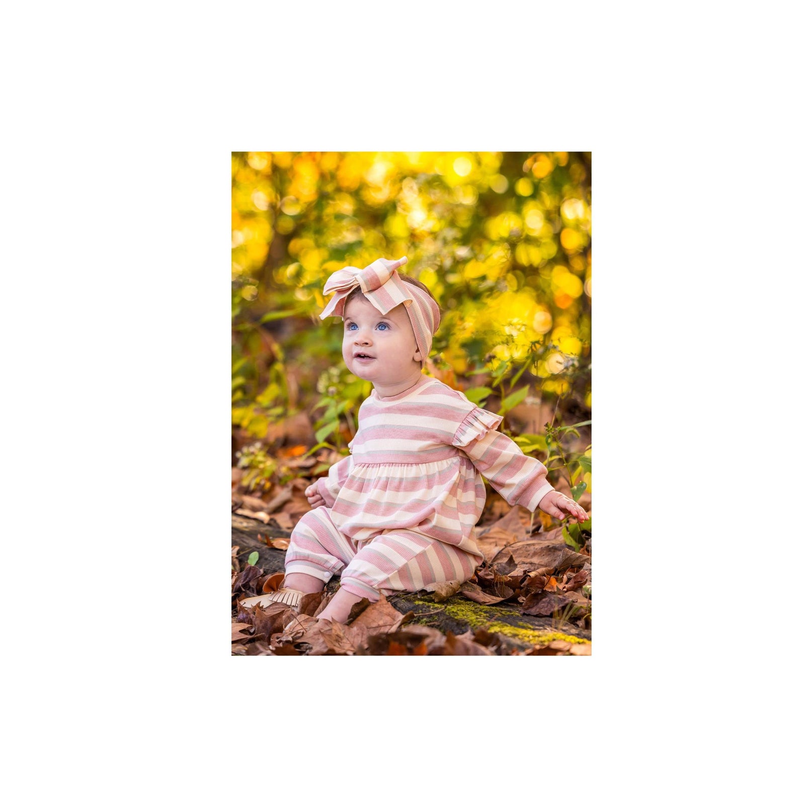 Candy Stripe Ribbed  Baby Girl Romper