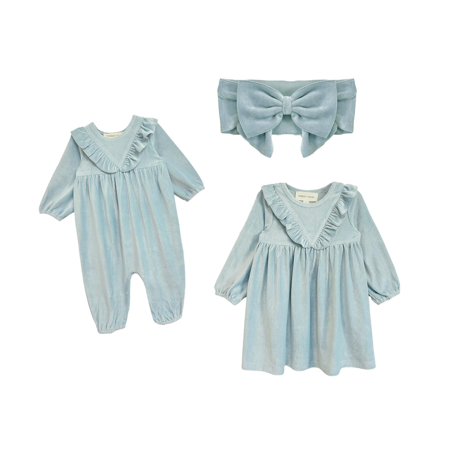 Blair Dusty Blue Baby Girl Corduroy Romper