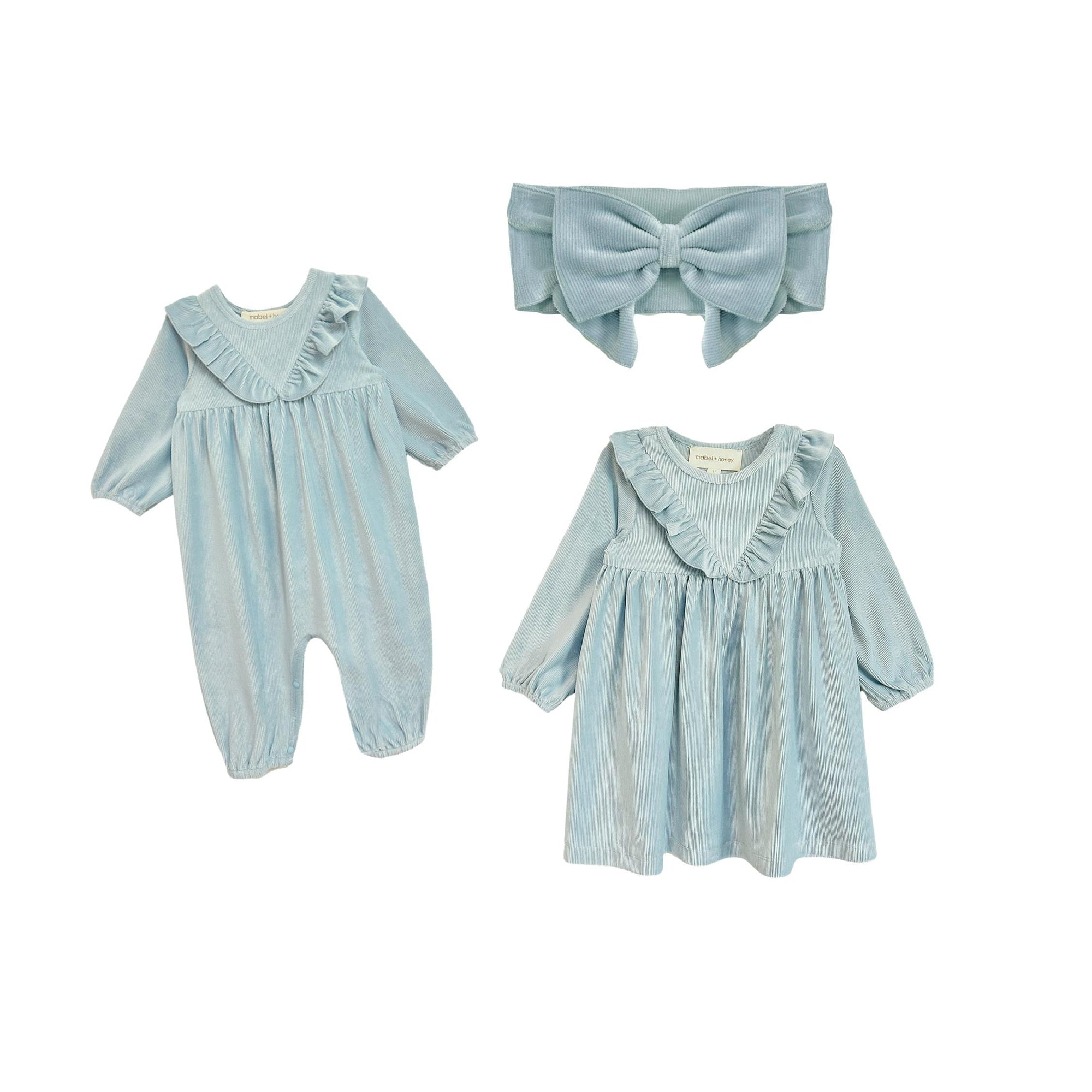 Blair Dusty Blue Baby Girl Corduroy Romper