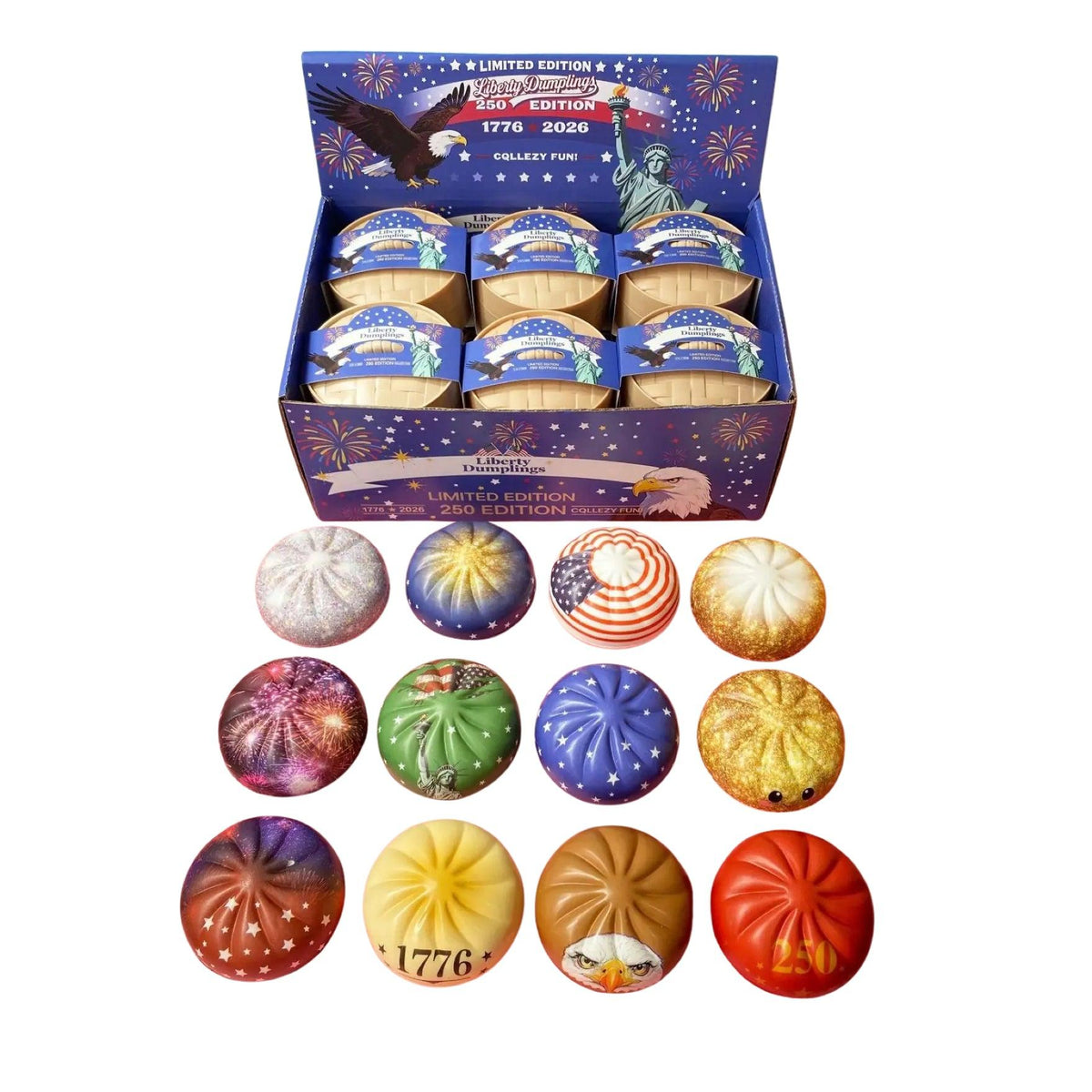 Steamed Dumpling 4th of July Squeeze Toy w/Steamer