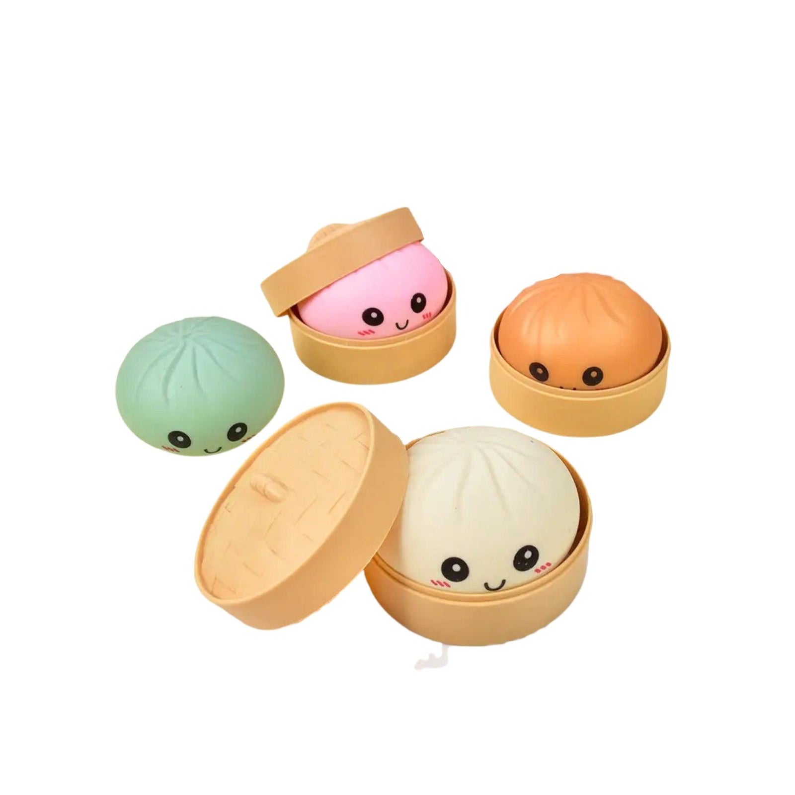 Cartoon Jumbo Solid Color Steamed Bun Squeeze Toy w/Steamer