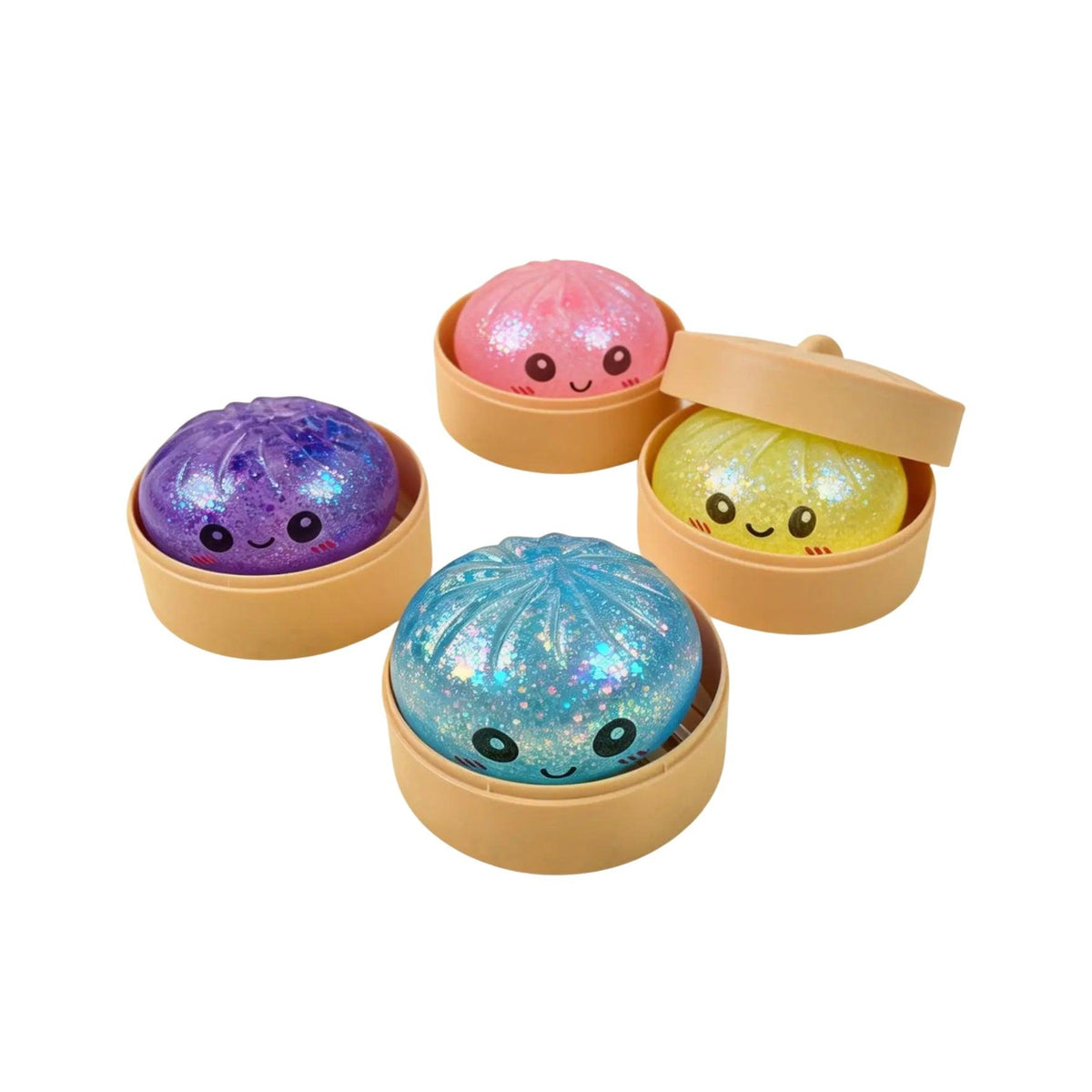 Cartoon Jumbo Sparkling Steamed Bun Squeeze Toy w/Steamer