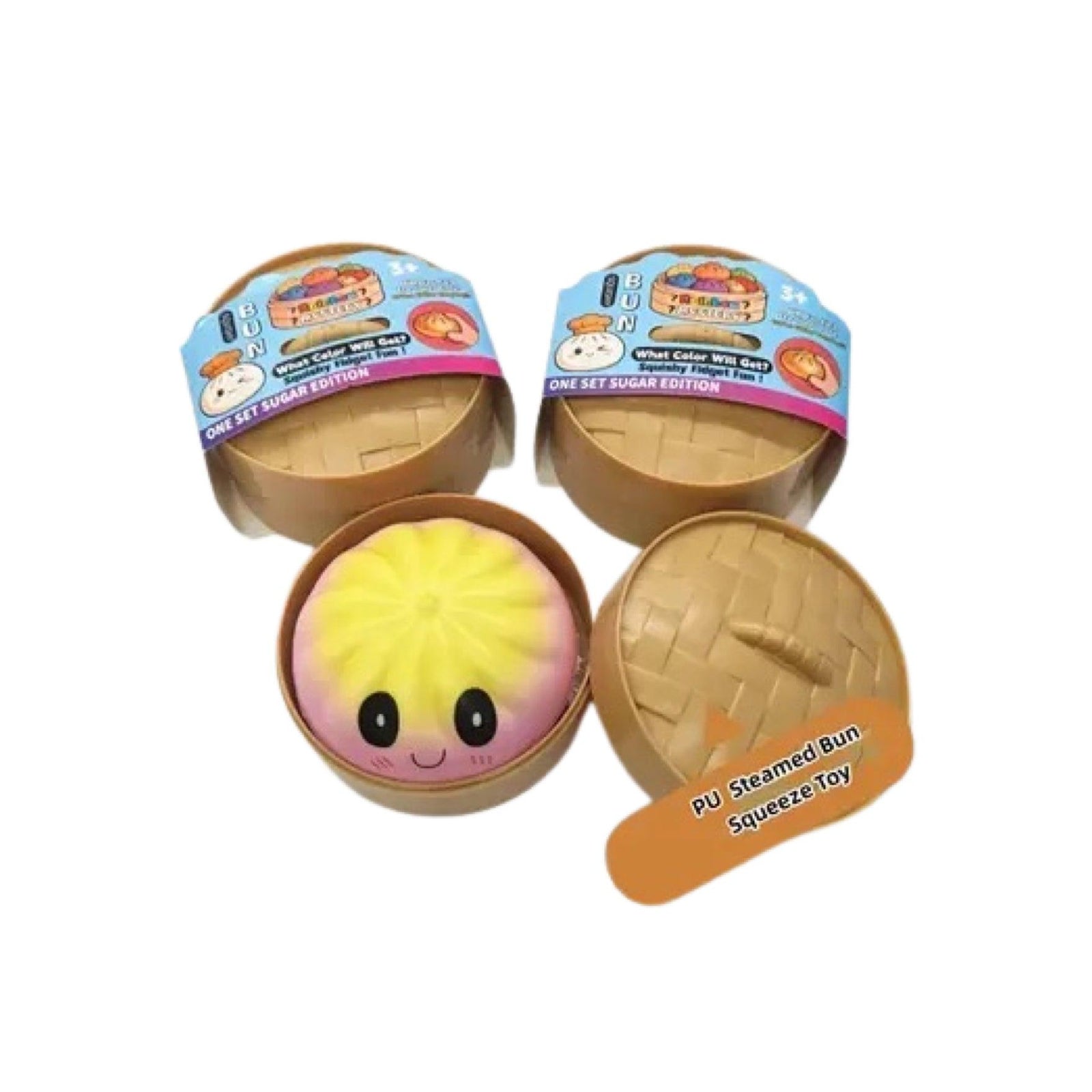 Cartoon Mystery Steamed Bun Squeeze Toy w/Steamer