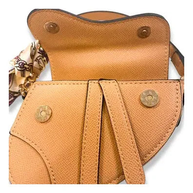 Beige Saddle Bag Purse w/Scarf