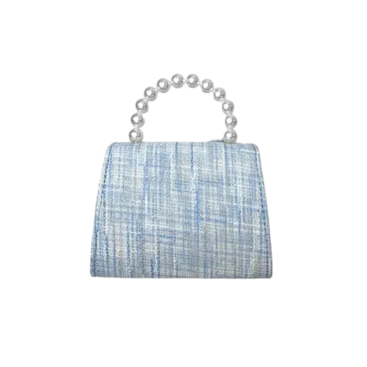 Blue Floral Quilted Tweed Purse