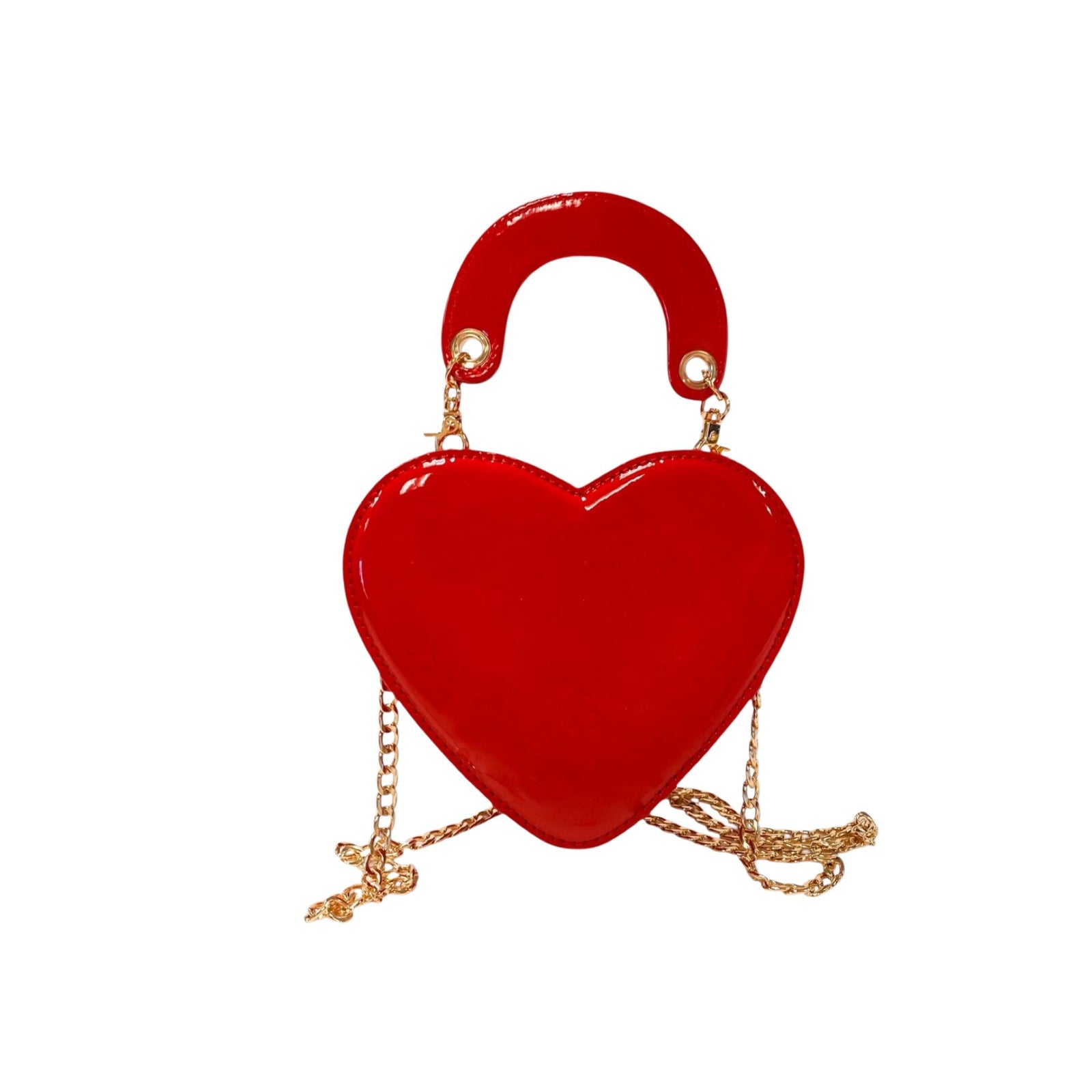 Heart Shaped Patent Leather Cross Body Purse