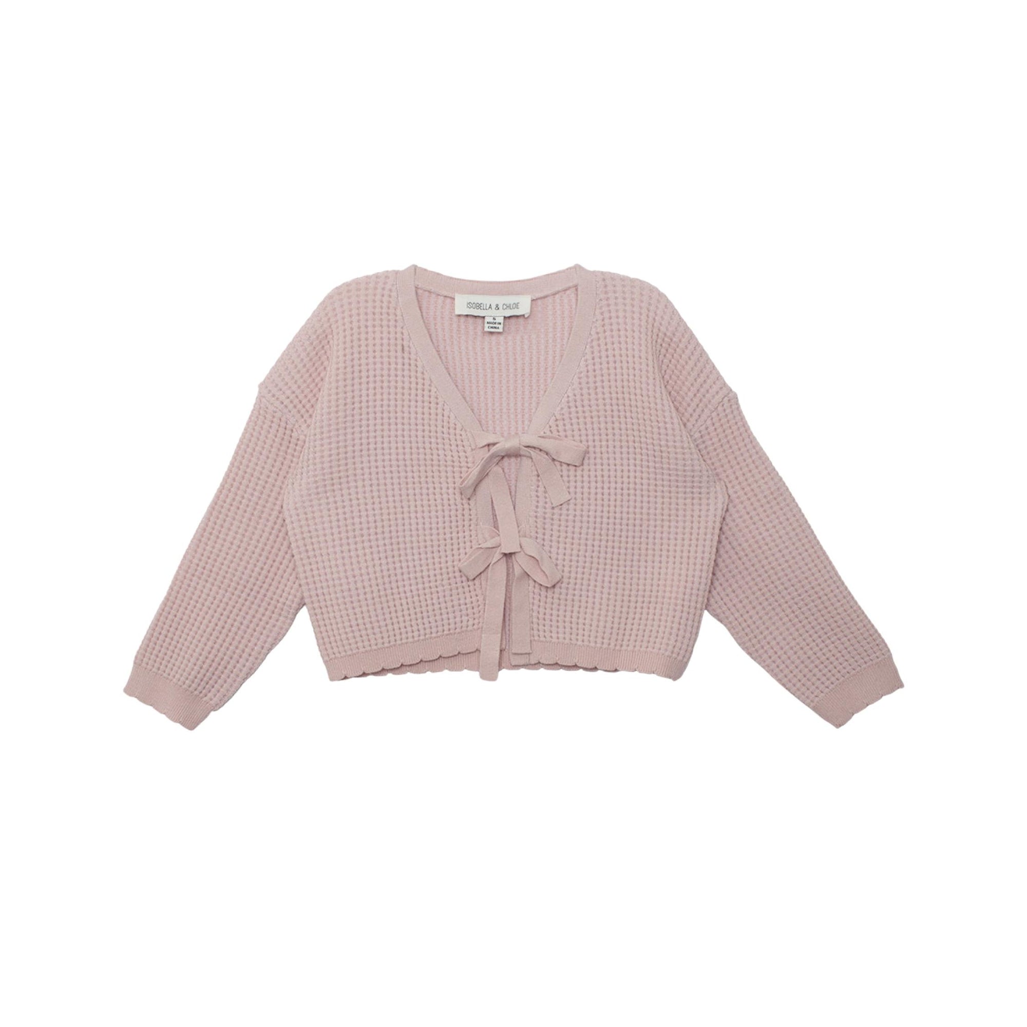 Ballerina Pink Front Tie Cardigan