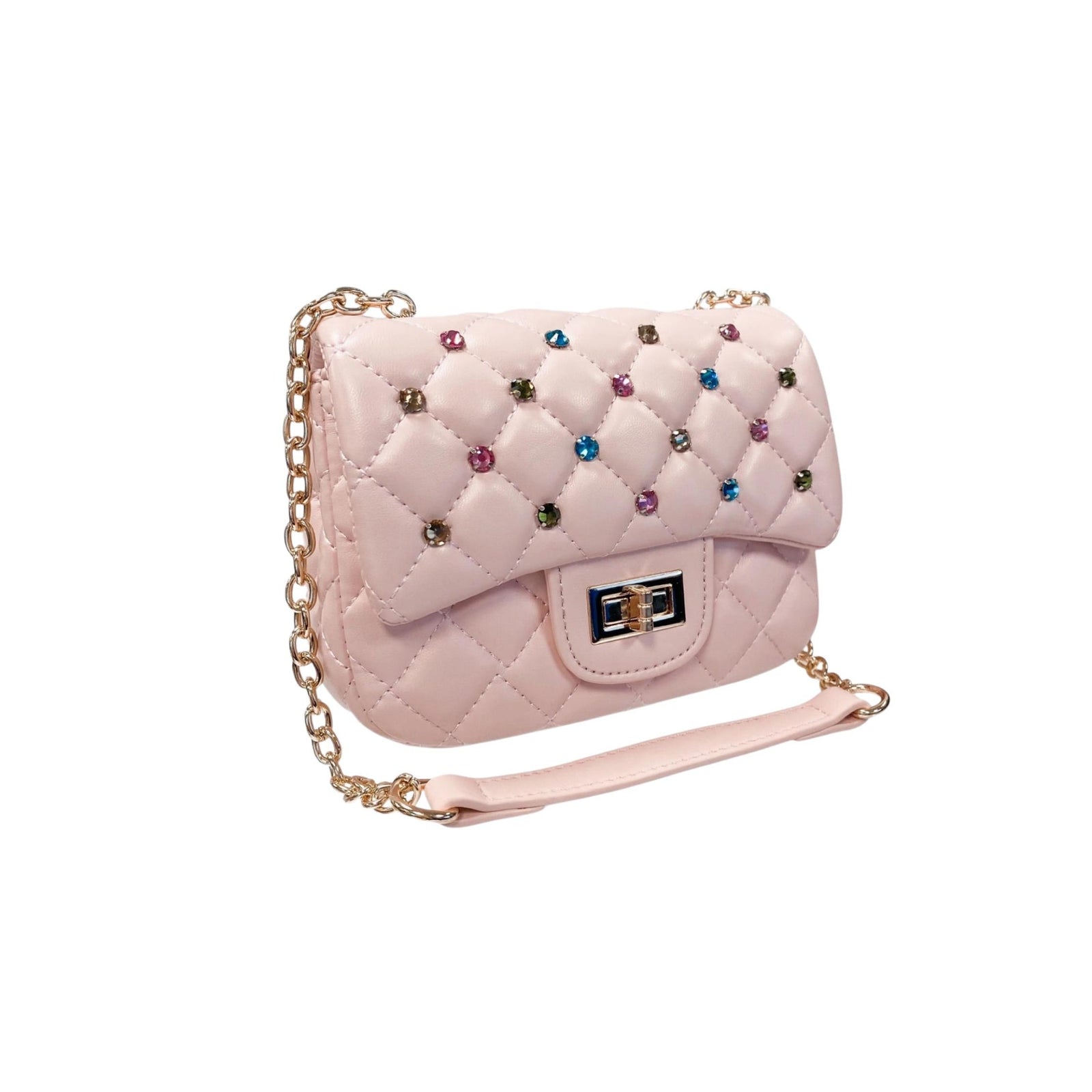 Colorful Gemstone Quilted Pink Purse