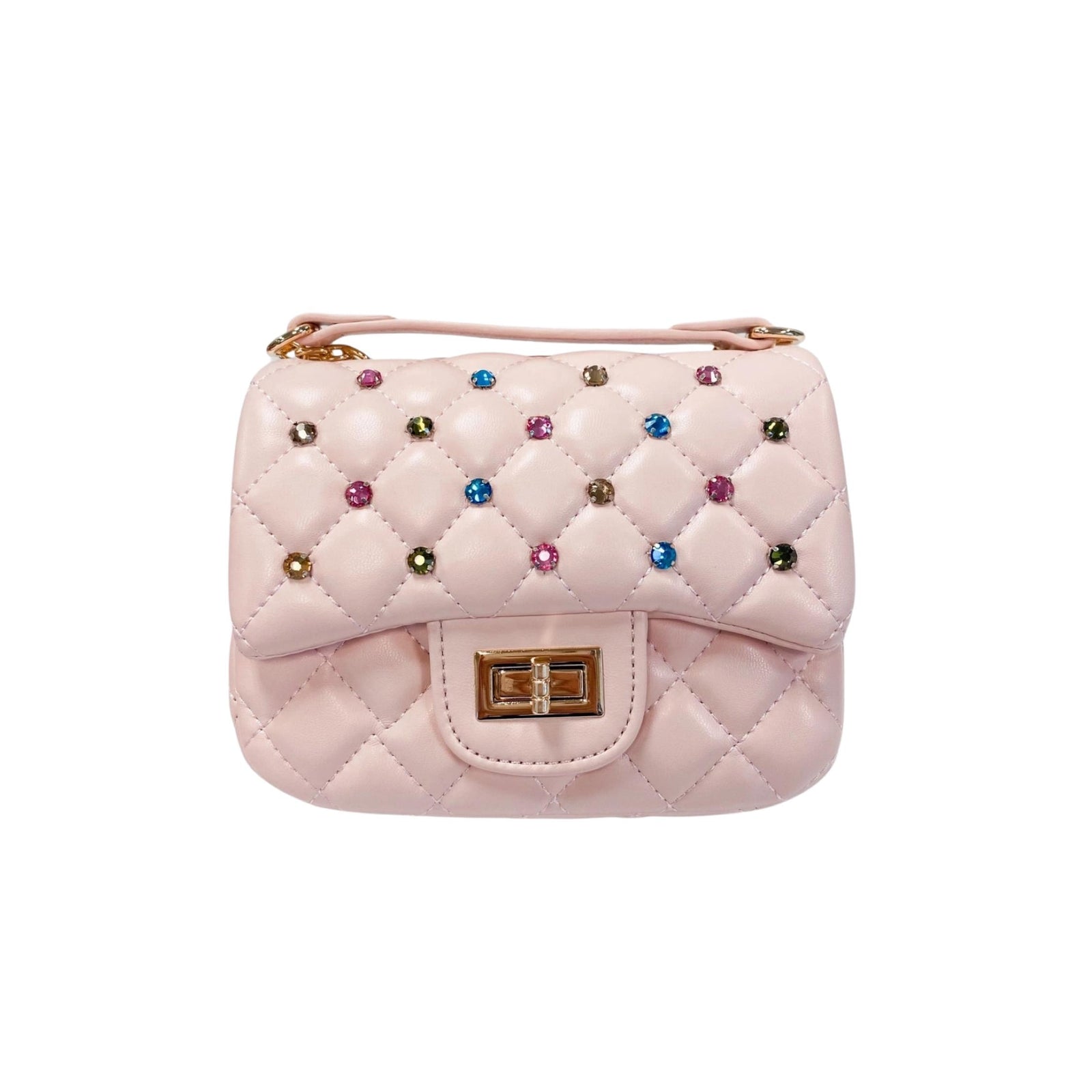 Colorful Gemstone Quilted Pink Purse