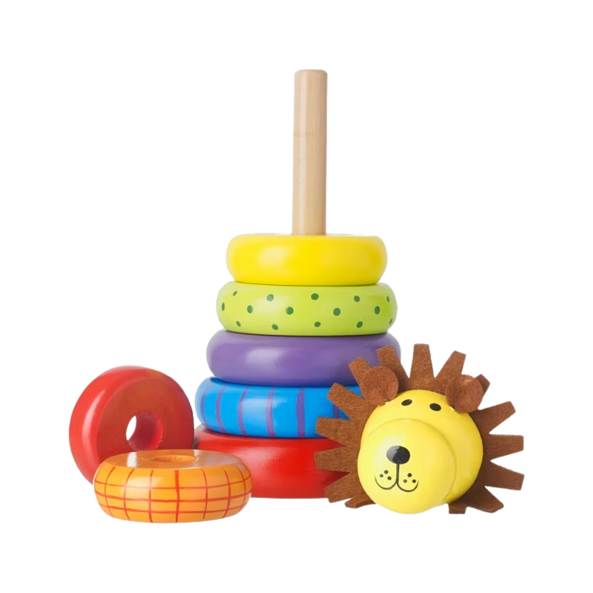 Lion Wooden Stacking Ring