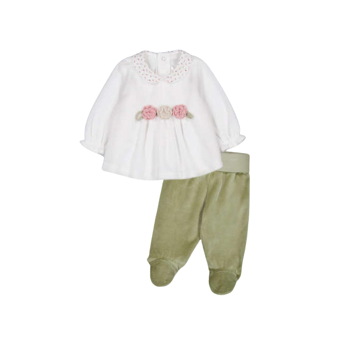 Baby Girl Velour 2-Piece Footed Layette Set