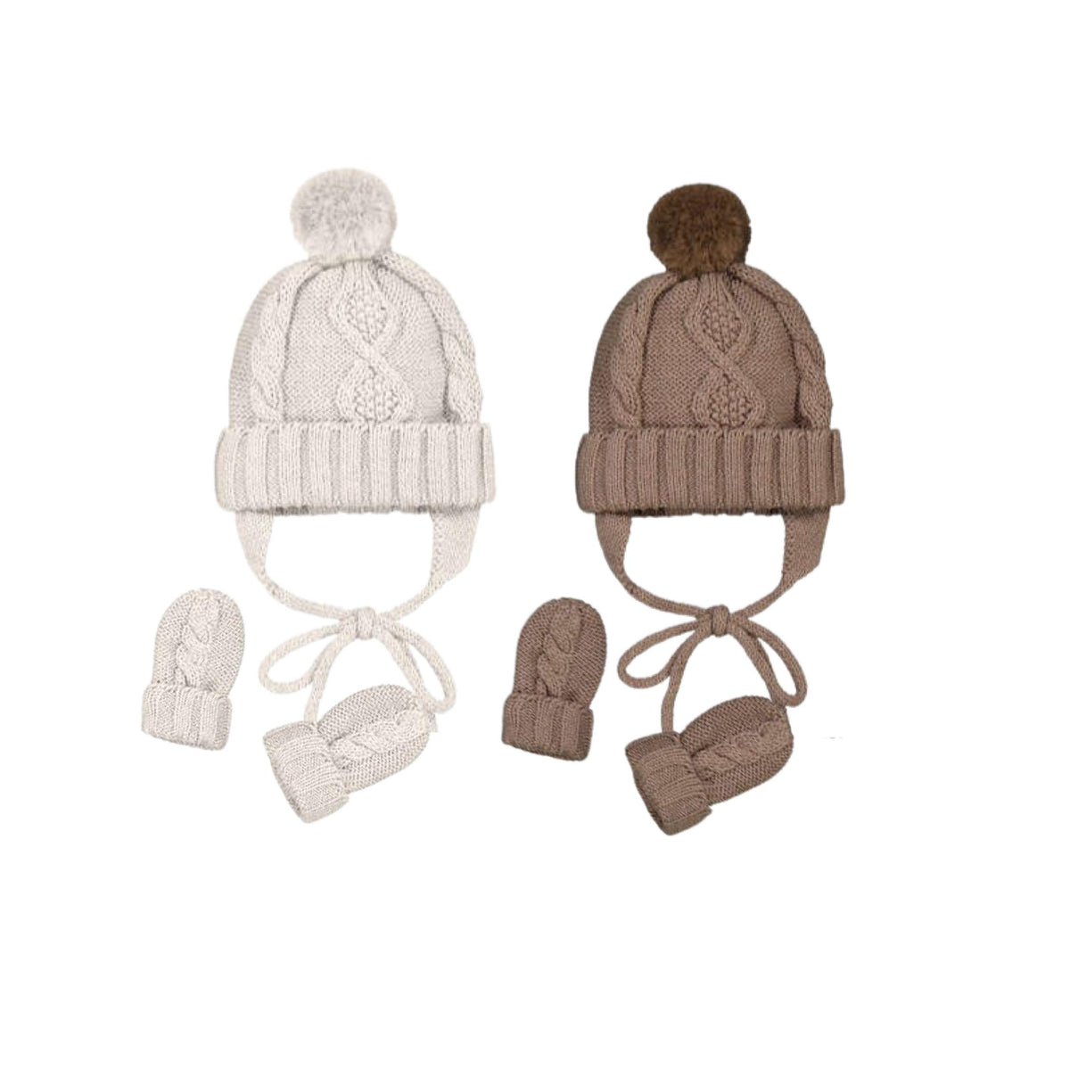 Baby Knit Pom Hat &amp; Mitten Set