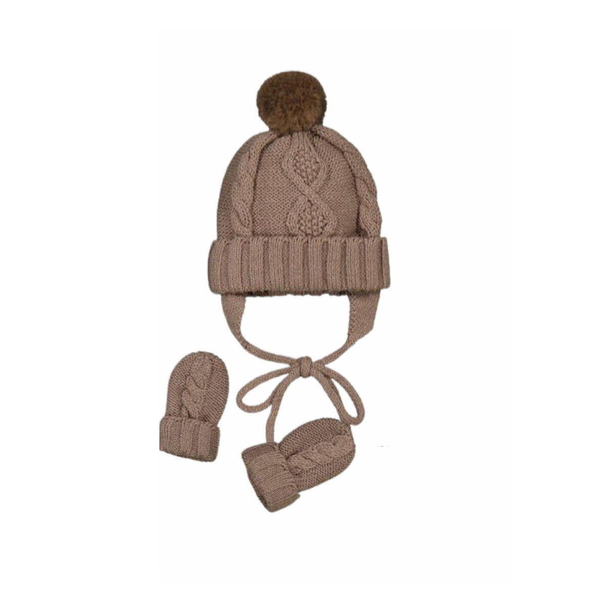 Baby Knit Pom Hat & Mitten Set
