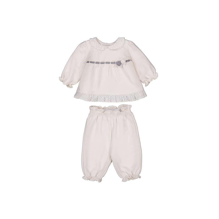 Layette Ivory Ruffle Top &amp; Pant Set