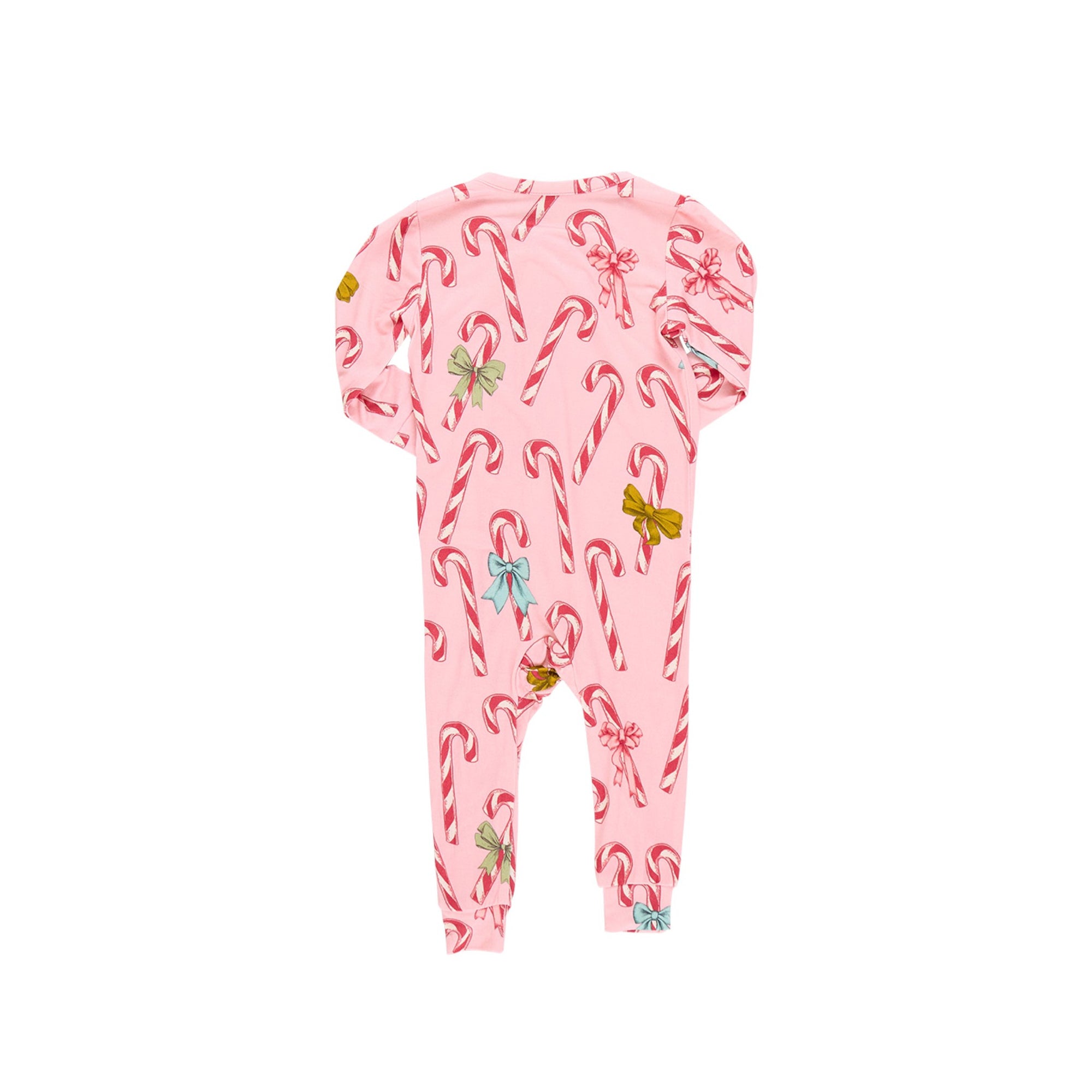 Pink Candy Cane Ruffle Bamboo Romper