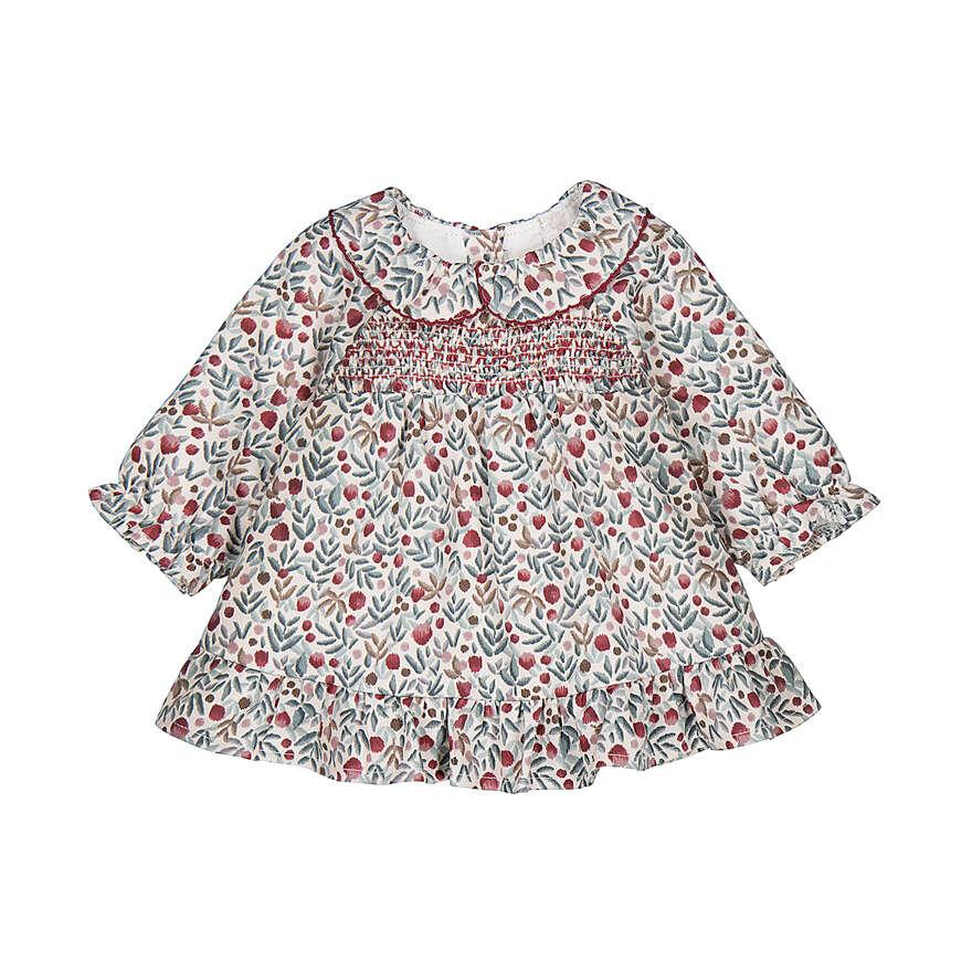 Smocked Petit Floral Print Dress