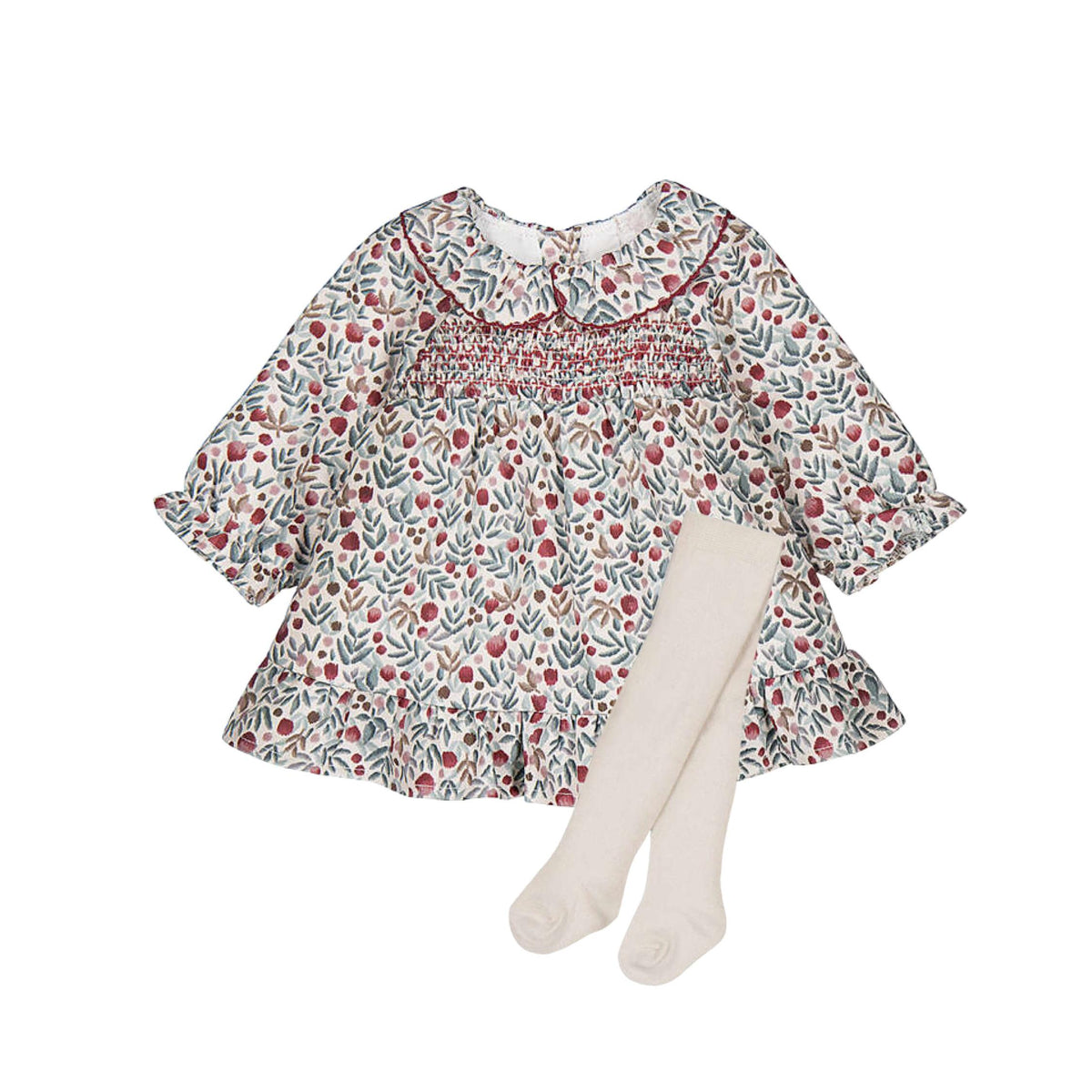 Smocked Petit Floral Print Dress