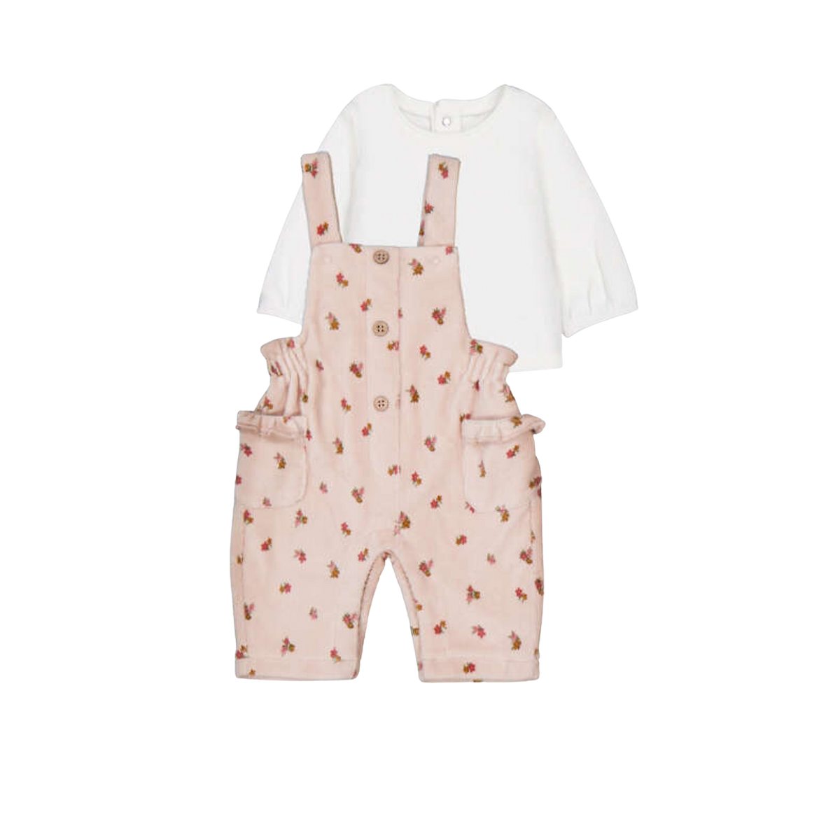 Petit Rose Print Overall &amp; T-Shirt Set