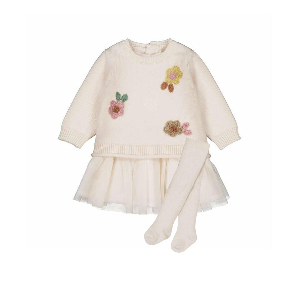 Baby Girl Cream Tulle Sweater Dress