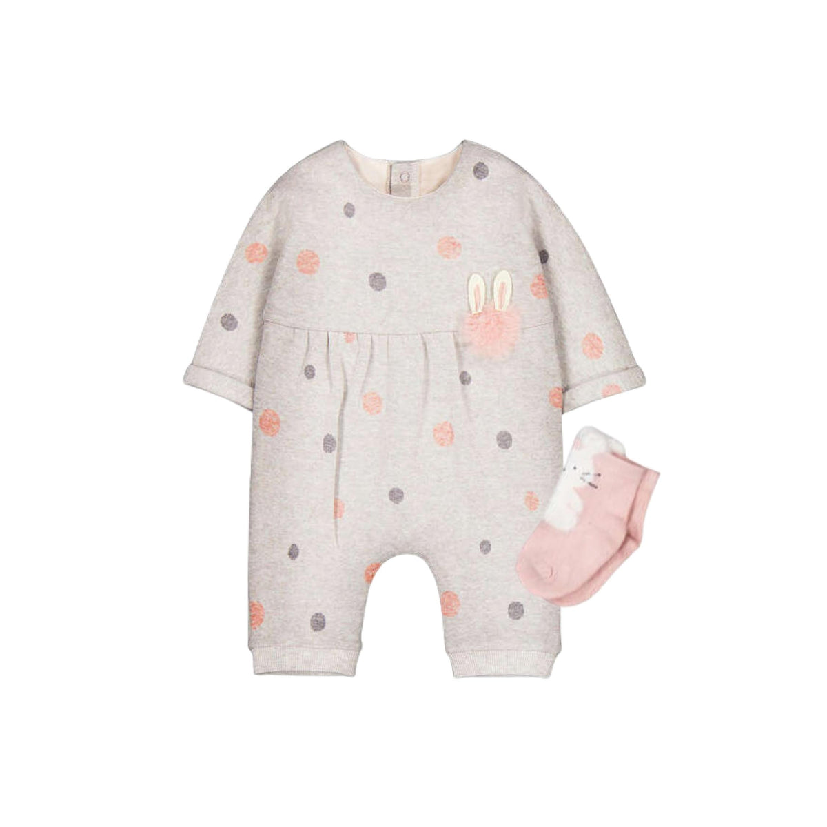 Bunny Dots Romper with Matching Socks